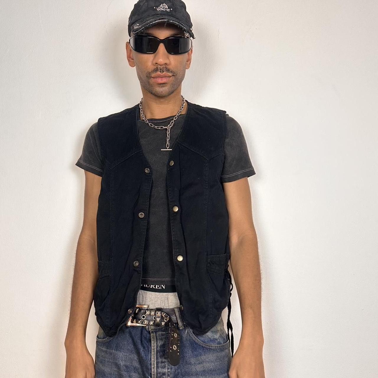 Vintage Vintage Black Denim Biker Vest - Large Size US L / EU 52-54 / 3 - 2 Thumbnail