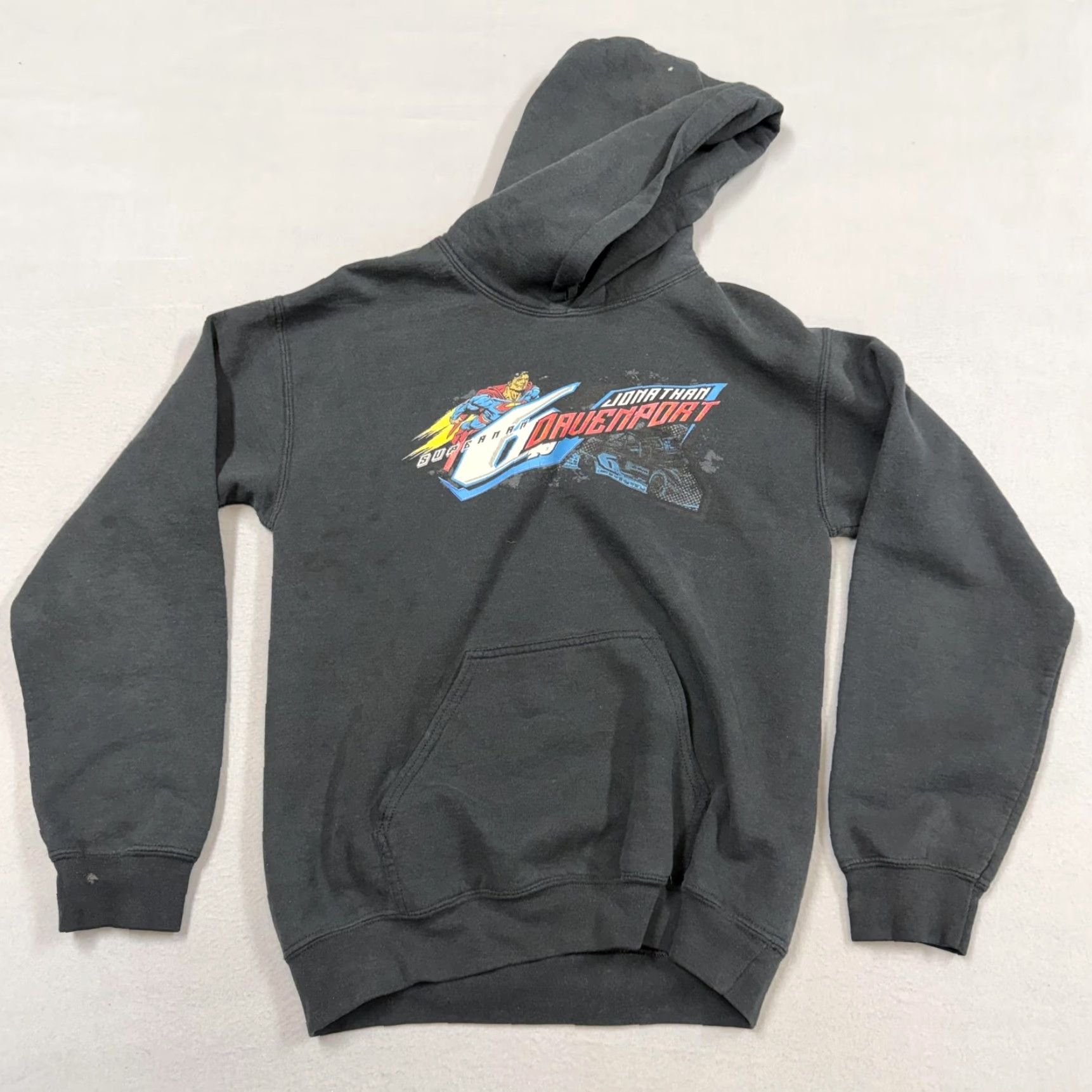 Vintage Superman Hoodie Mens Small Black Fleece Graphic Print Pockets Crew Neck Sweatshirt Size US S / EU 44-46 / 1 - 3 Thumbnail