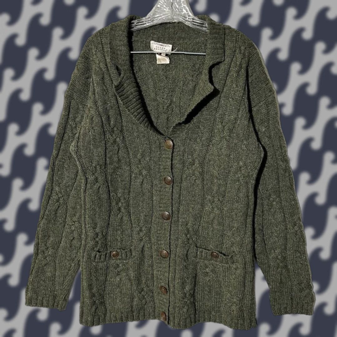 Vintage VINTAGE Susan Bristol Cardigan Green Shetland Wool Button Up Women S Small Regular Knit Sweater Womens Size S / US 4 / IT 40 - 1 Thumbnail