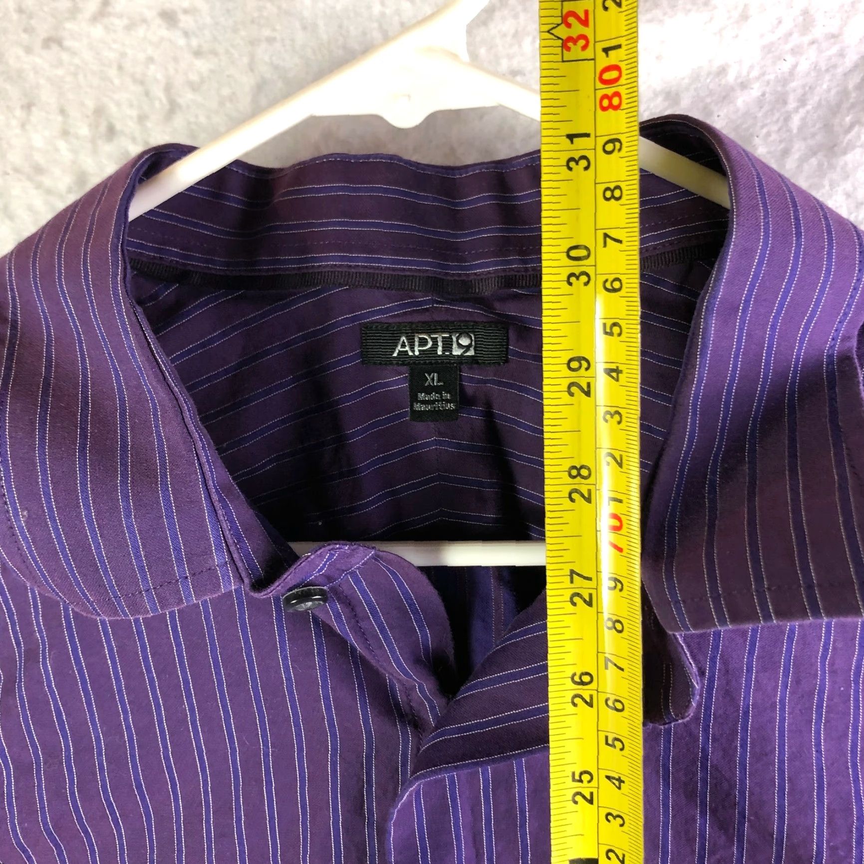 Apt. 9 Apt.9 Mens XL Purple Striped Long Sleeve Point Collar Shirt 100% Cotton Shirt Size US XL / EU 56 / 4 - 5 Thumbnail