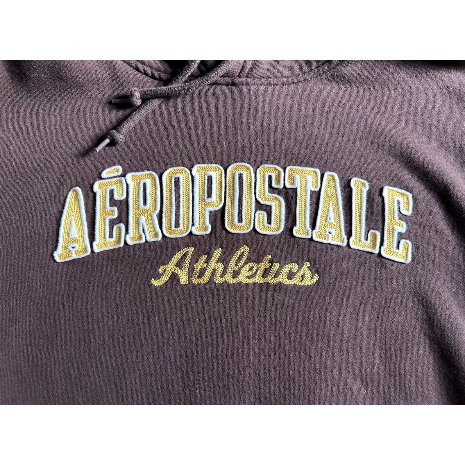 Vintage VINTAGE Aeropostale Athletics Hoodie Mens L Cotton Blend Brown All Seasons Hooded Pockets Retro Baggy Chain Stitched 90s Style Boys Mens Size US L / EU 52-54 / 3 - 3 Thumbnail