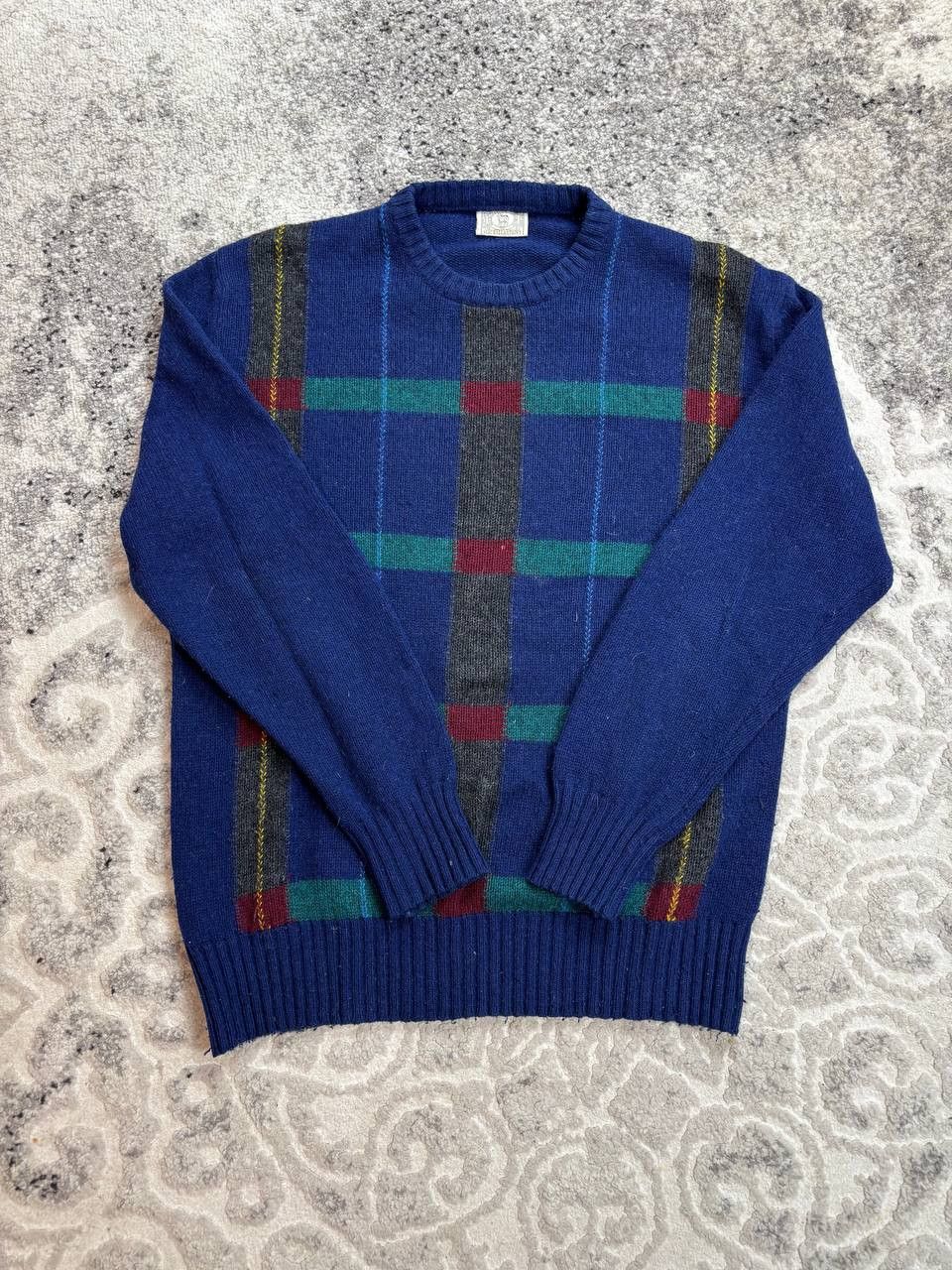 Vintage Vintage MacBallantain's 100% Wool Plaid Sweater Blue Size US L / EU 52-54 / 3 - 10 Thumbnail