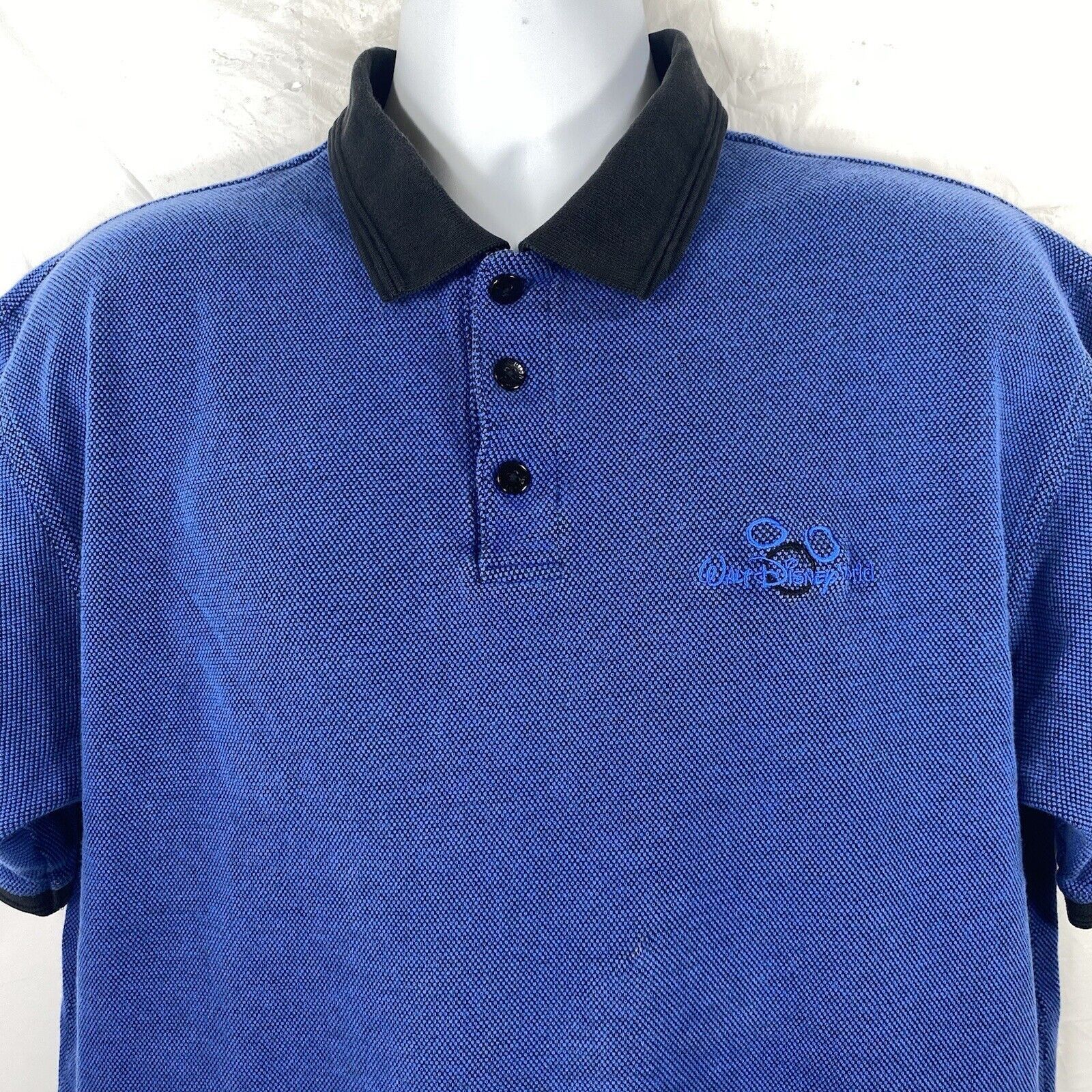Disney Vintage Disney World XL Mickey Ears Logo Blue Polo Shirt Size US XL / EU 56 / 4 - 4 Thumbnail