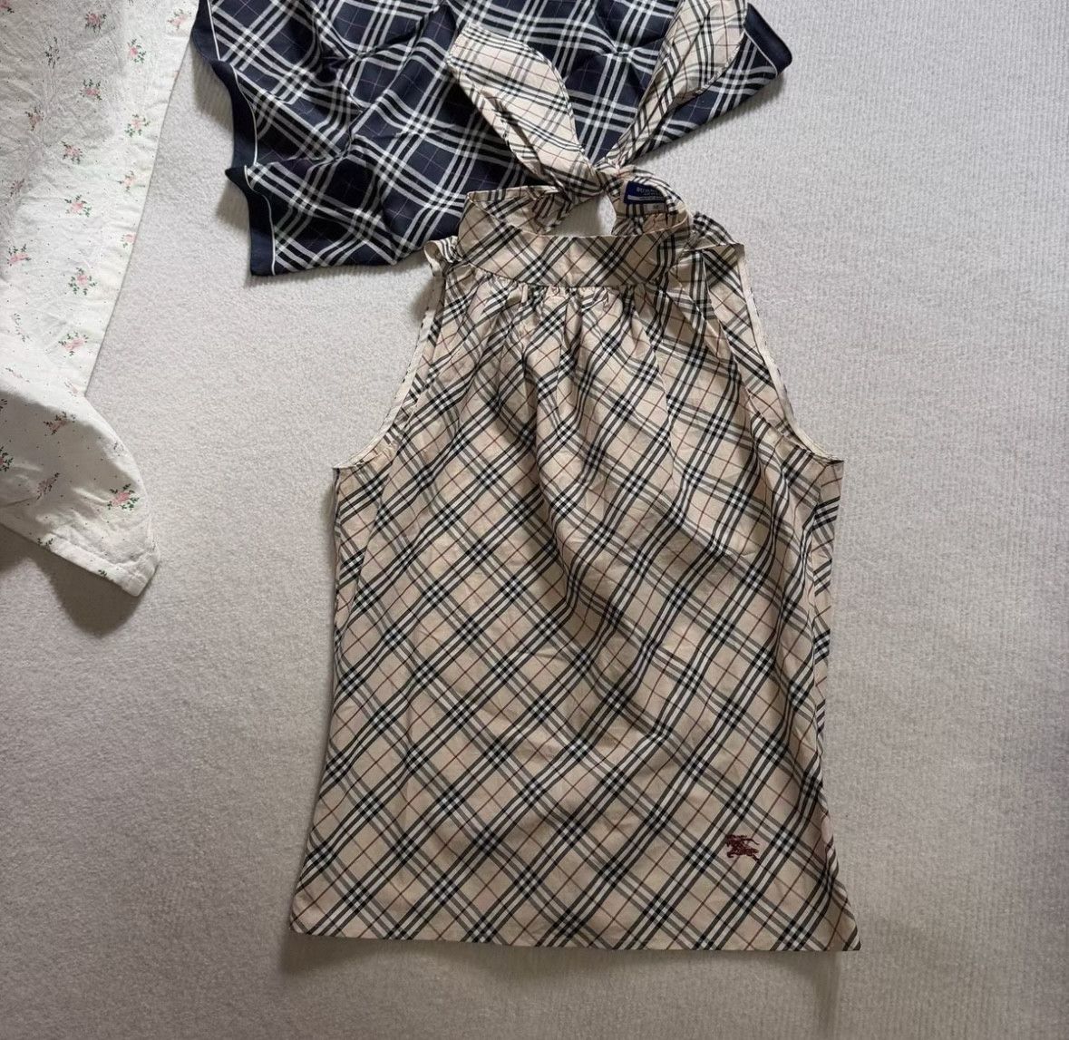 Burberry Women’s Khaki Check Cotton Top