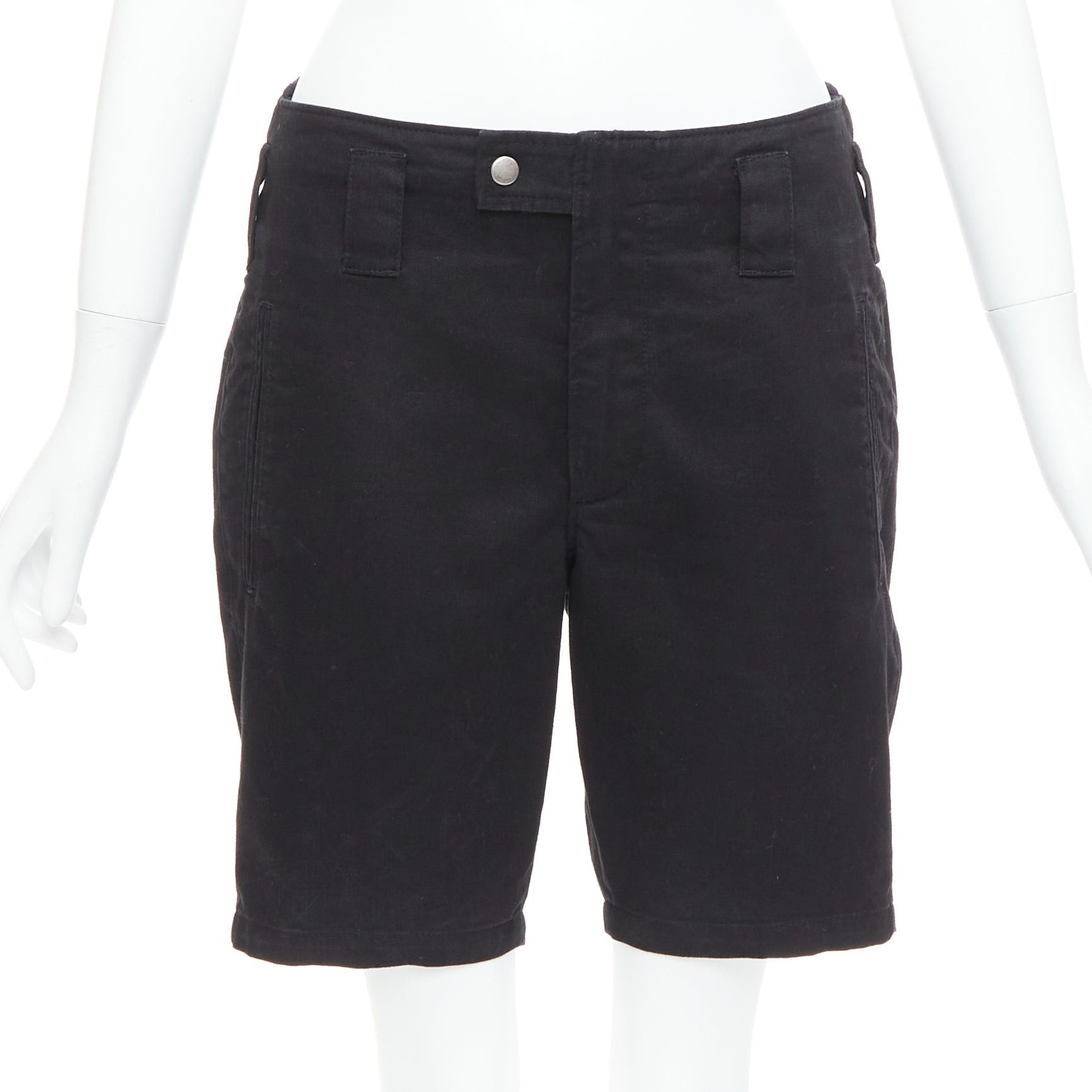 Saint Laurent Paris SAINT LAURENT 2018 black cotton ramie back pocket bermuda shorts FR36 S Size 27" / US 4 / IT 40 - 1 Thumbnail