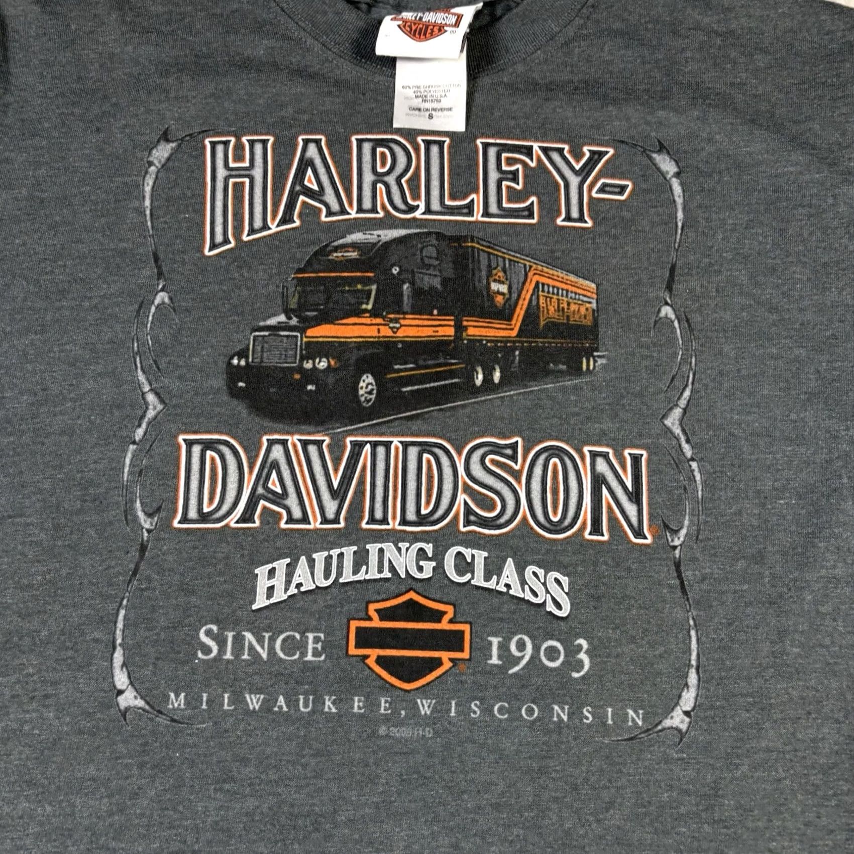 Harley Davidson VINTAGE Harley-Davidson Gray Biker T Shirt Hauling Class Small Y2K 90s Mens Size US S / EU 44-46 / 1 - 3 Thumbnail