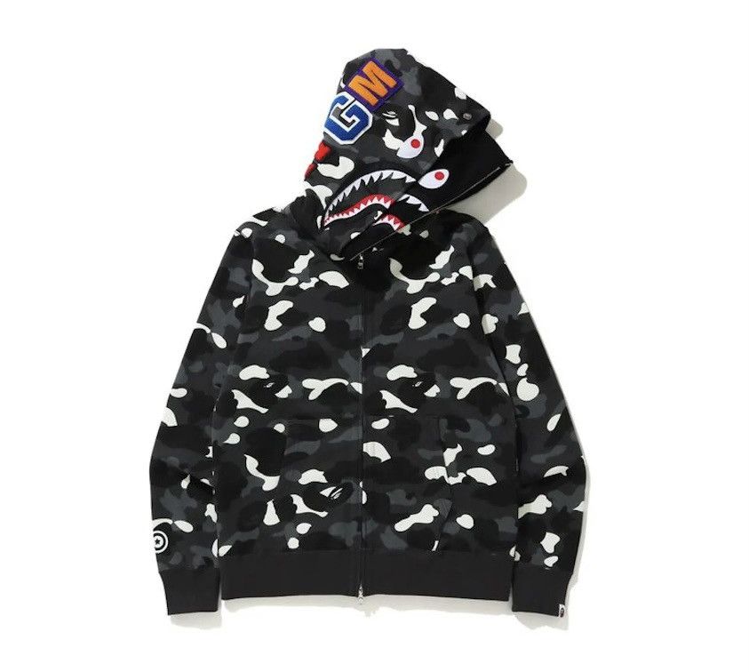 Bape Bape City Camo Double Shark Wide Glow In The Dark Hoodie 3XL | Grailed