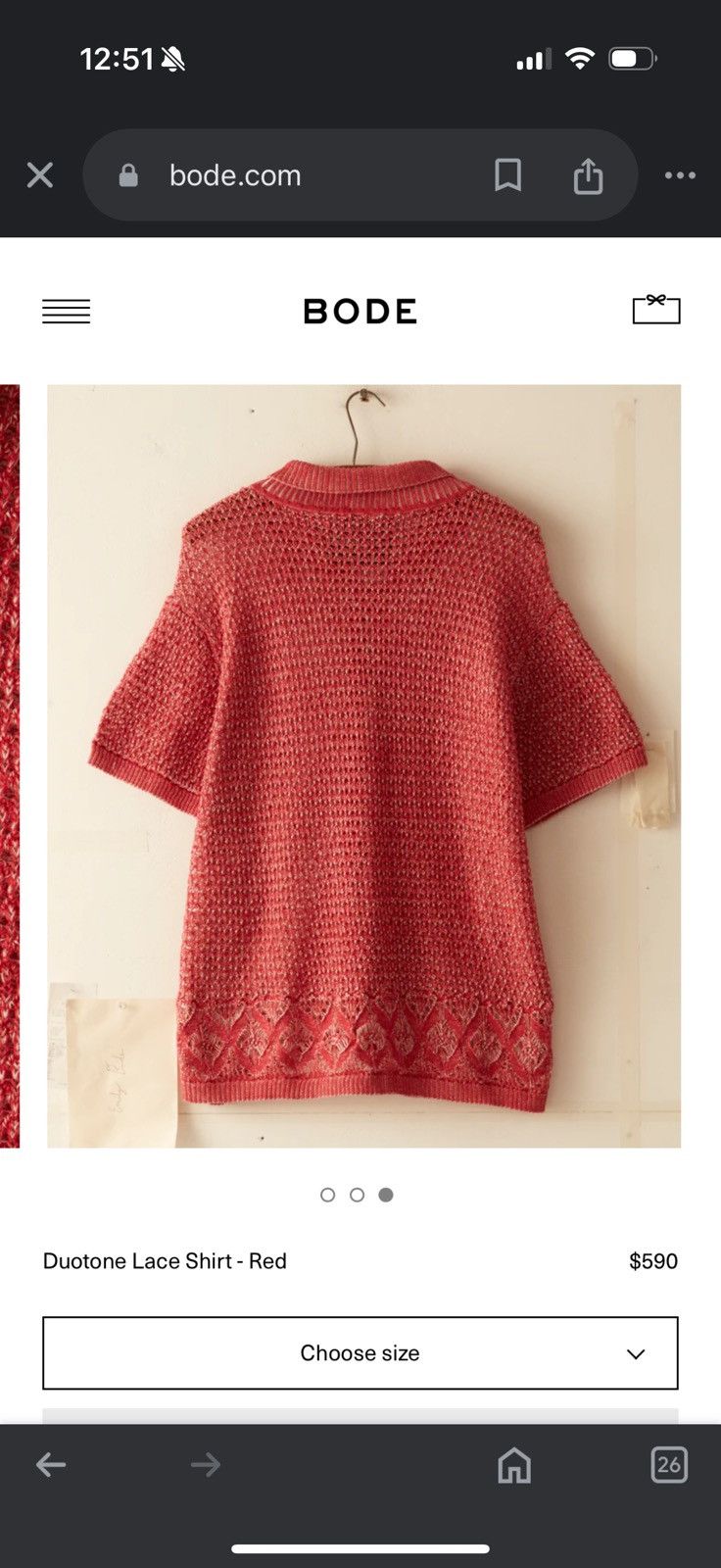 Bode BODE Duotone Lace Shirt - Red - great condition Size US M / EU 48-50 / 2 - 14 Thumbnail