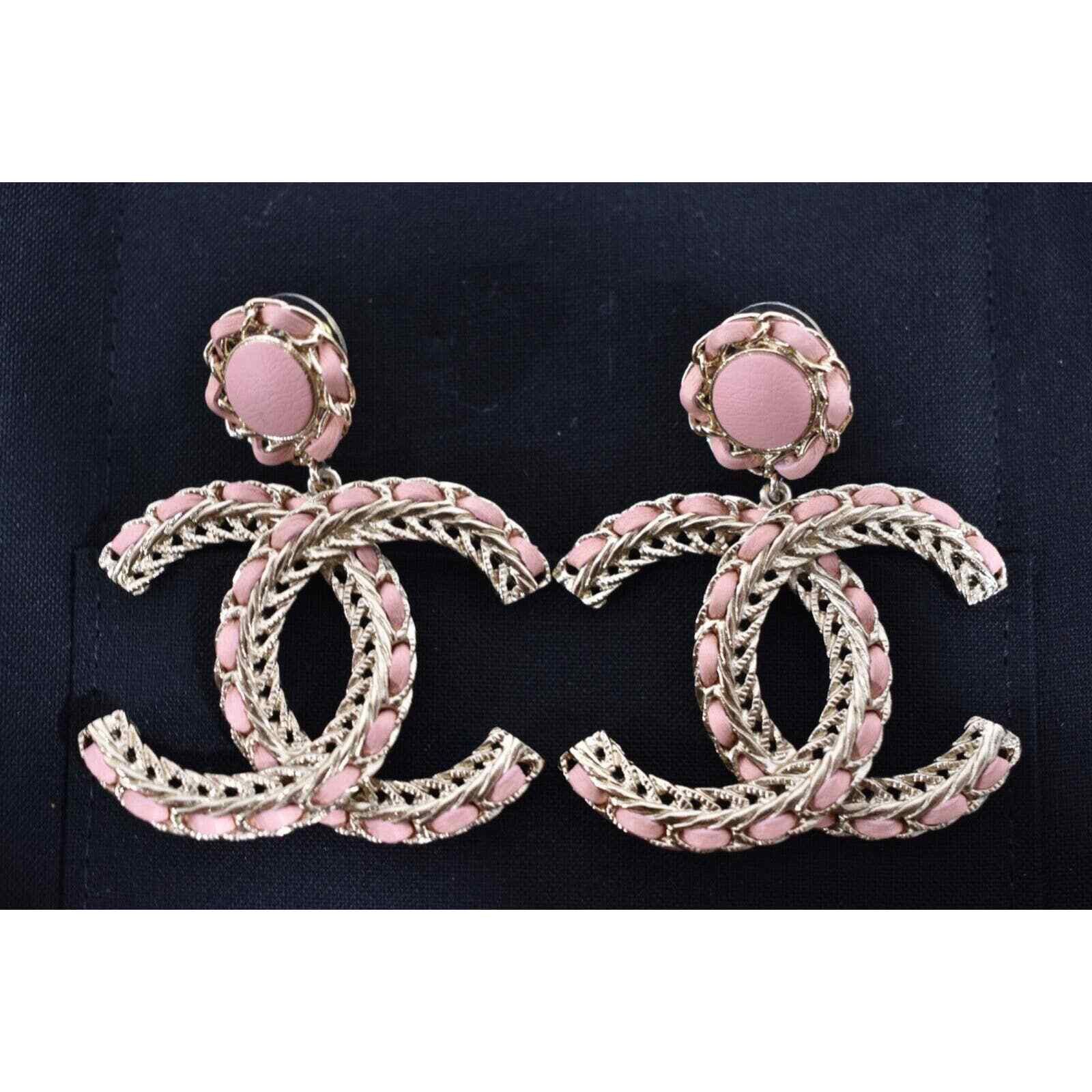 Chanel Chanel Leather Gold Chain Dangle Drop Statement Earrings Size ONE SIZE - 4 Thumbnail
