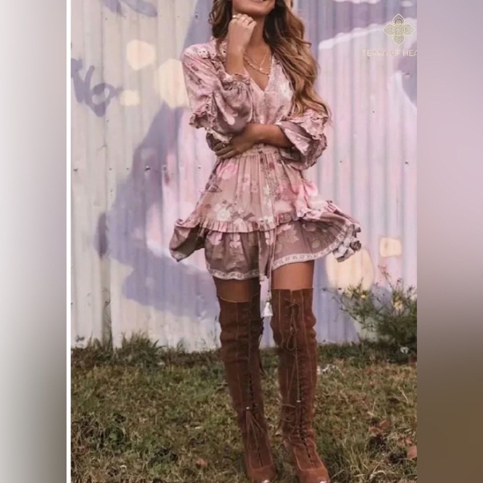 Other New Boho Floral Pink Ruffle Dress with pockets size S Size S / US 4 / IT 40 - 6 Thumbnail
