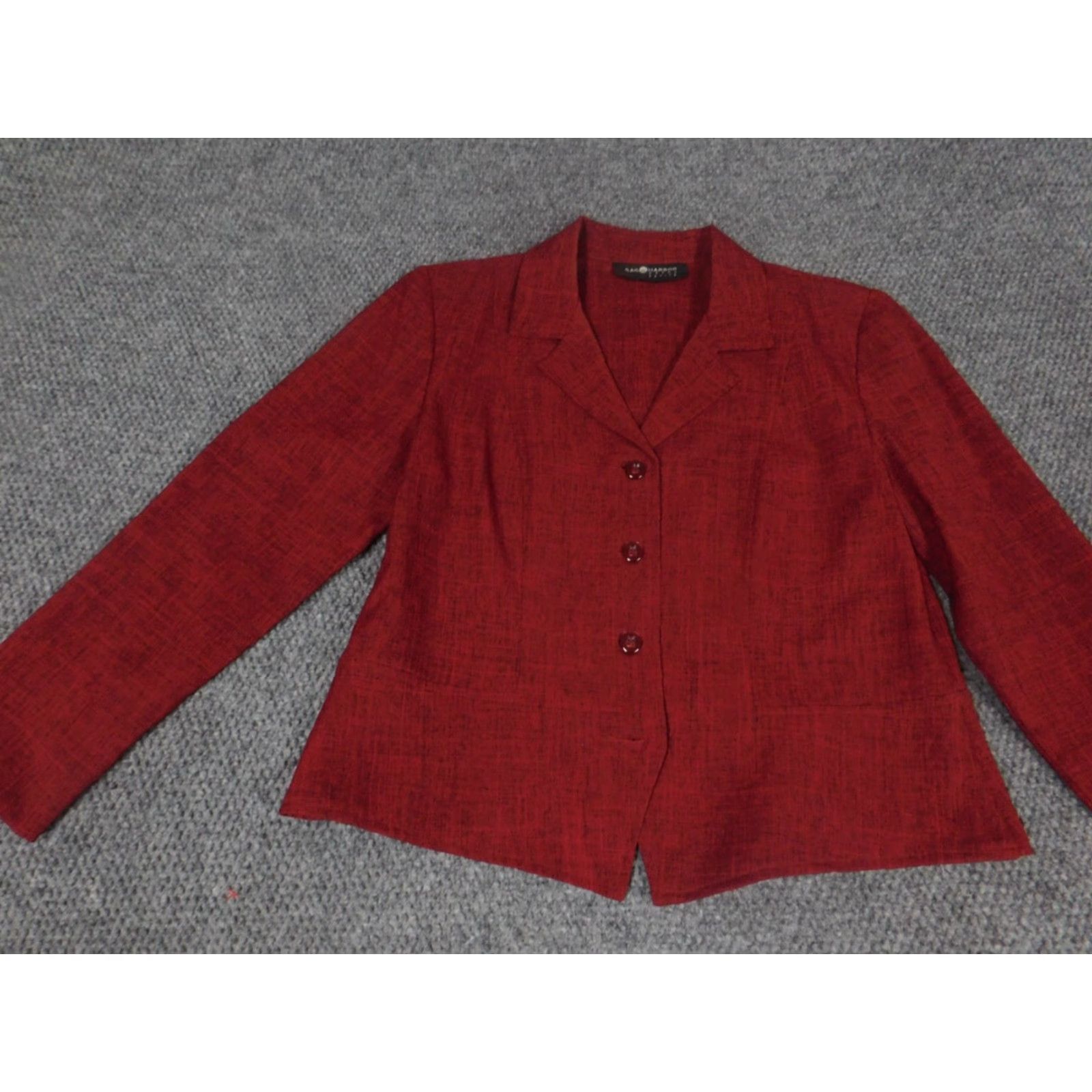 Vintage Sag Harbor Blazer Womens 10P Petites Red Jacket Coat Single-Breasted Four-Button Notch Lapel Tuxedo Size L / US 10 / IT 46 - 2 Thumbnail