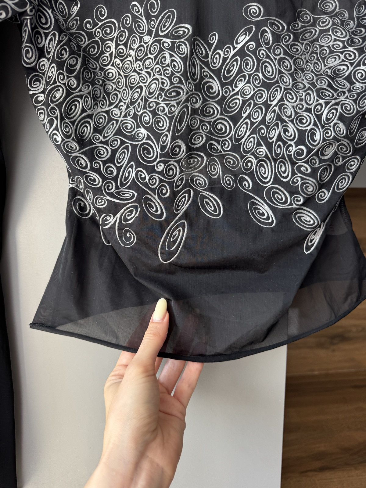 Miss Sixty Rare Miss Sixty Luxury Sheer Graphic Print Black Long Sleeve Size M / US 6-8 / IT 42-44 - 3 Thumbnail