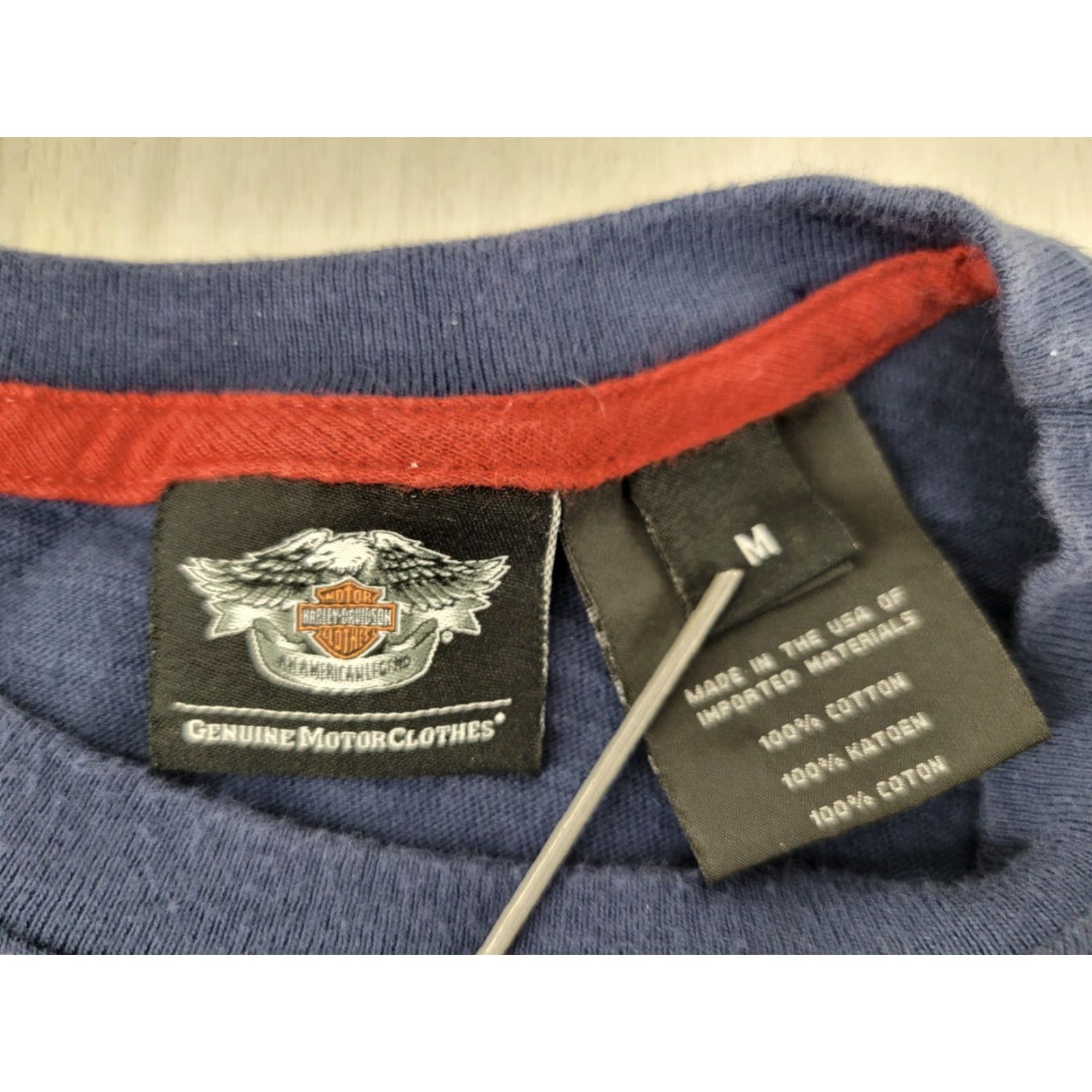 Harley Davidson Harley-Davidson T Shirt Blue Size M Mens Regular Short Sleeve Crew Neck Logo 19" Shoulder 21.5" Armpit to Armpit 11" Arm Length 28" Down Back Size US M / EU 48-50 / 2 - 8 Thumbnail