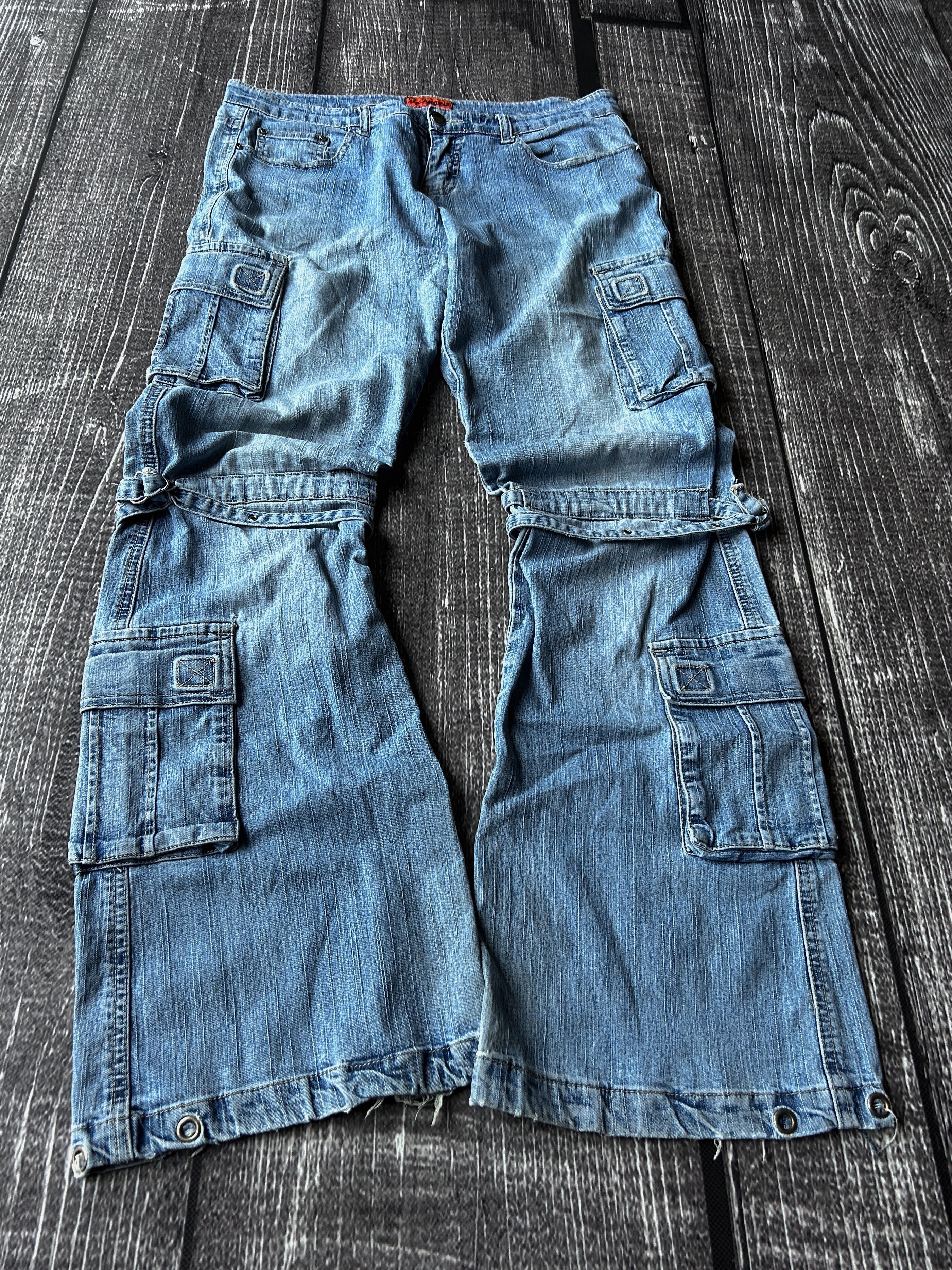 Other CRAZY VTG FLARED RICK OWENS STYLE WASHED CARGO JEANS Y2K Size US 30 / EU 46 - 3 Thumbnail