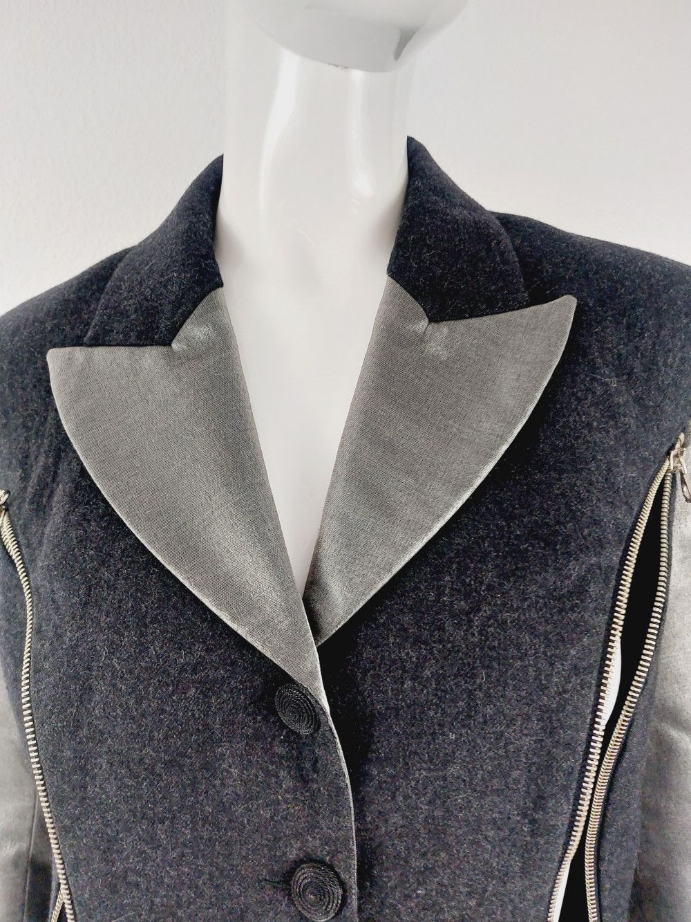 plein sud Plein Sud Faycal Amor Bust Silver Zip Zipper Wool Jacket Size M / US 6-8 / IT 42-44 - 5 Thumbnail