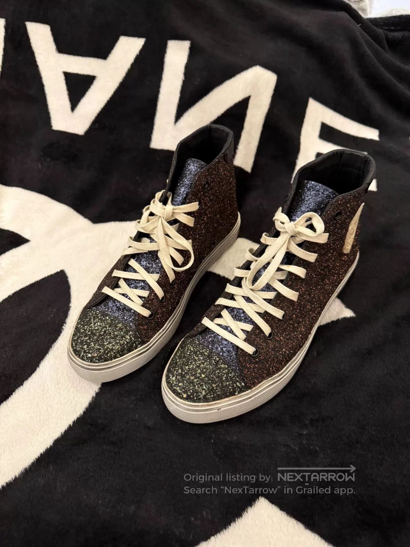 Saint Laurent Paris Saint Laurent High-Top Glitter Sneakers. Size US 8 / EU 41 - 4 Thumbnail