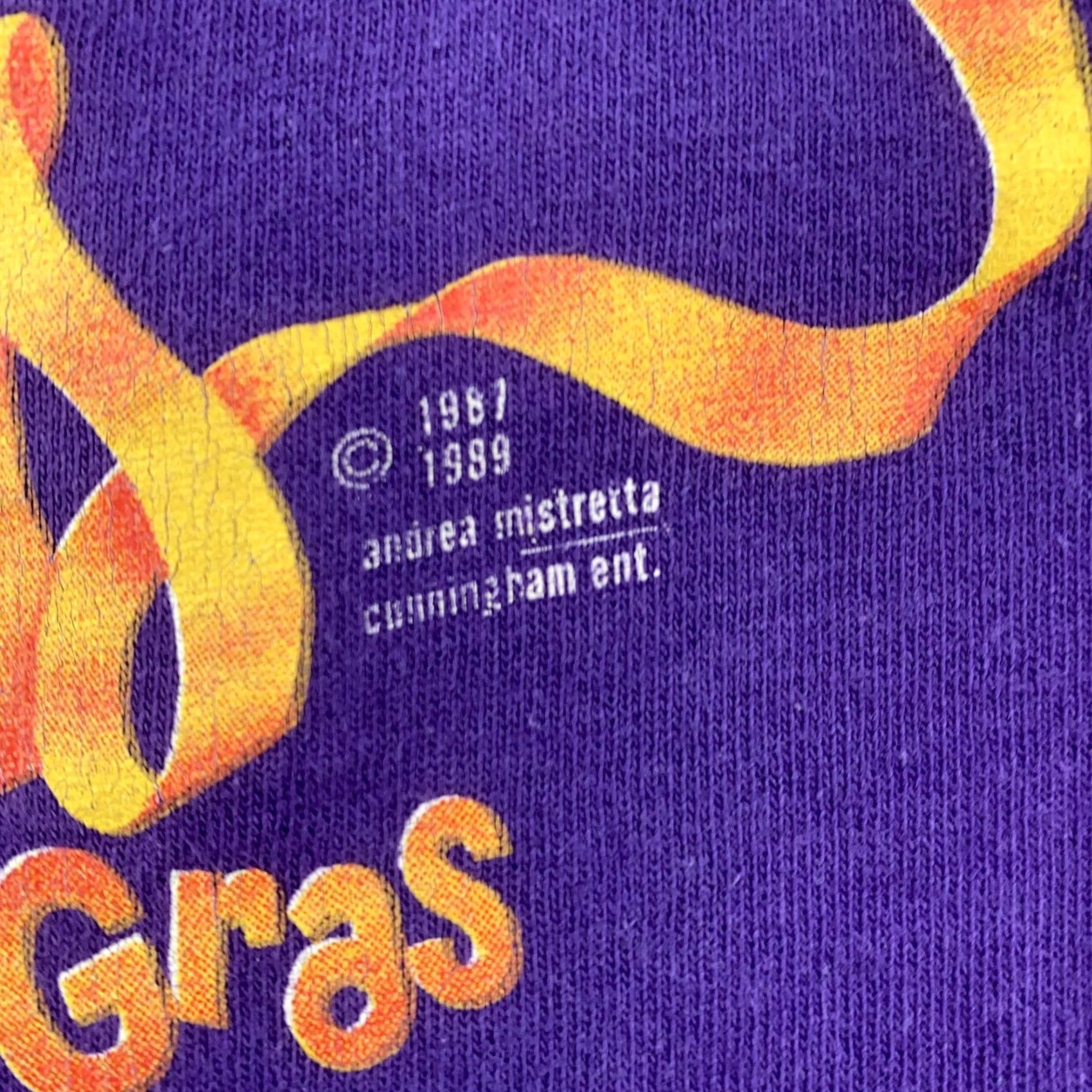 TEE JAYS VINTAGE Tee Jays Purple Mardi Gras Shirt Mens L 90s Festival Masquerade Graphic Print Crew Neck Short Sleeve USA Size US L / EU 52-54 / 3 - 3 Thumbnail