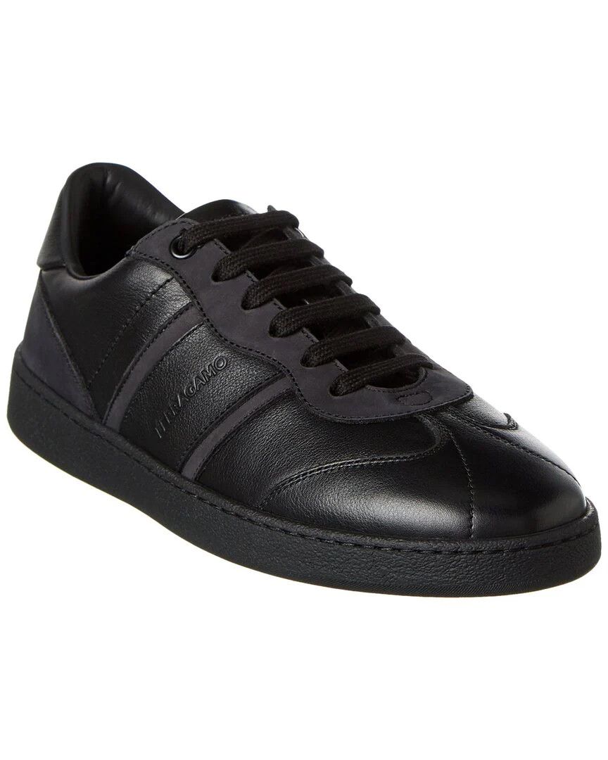 Salvatore Ferragamo o1s1rm1224 Achille Leather Sneakers in Black Size US 9.5 / IT 39.5 - 2 Thumbnail