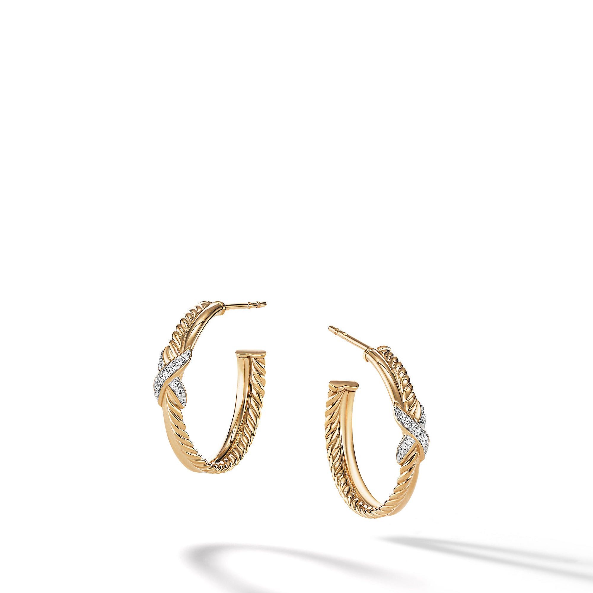 David Yurman o1w1db10525 E17147D Earrings in 18K Gold with Pave Diamond Size ONE SIZE - 1 Thumbnail