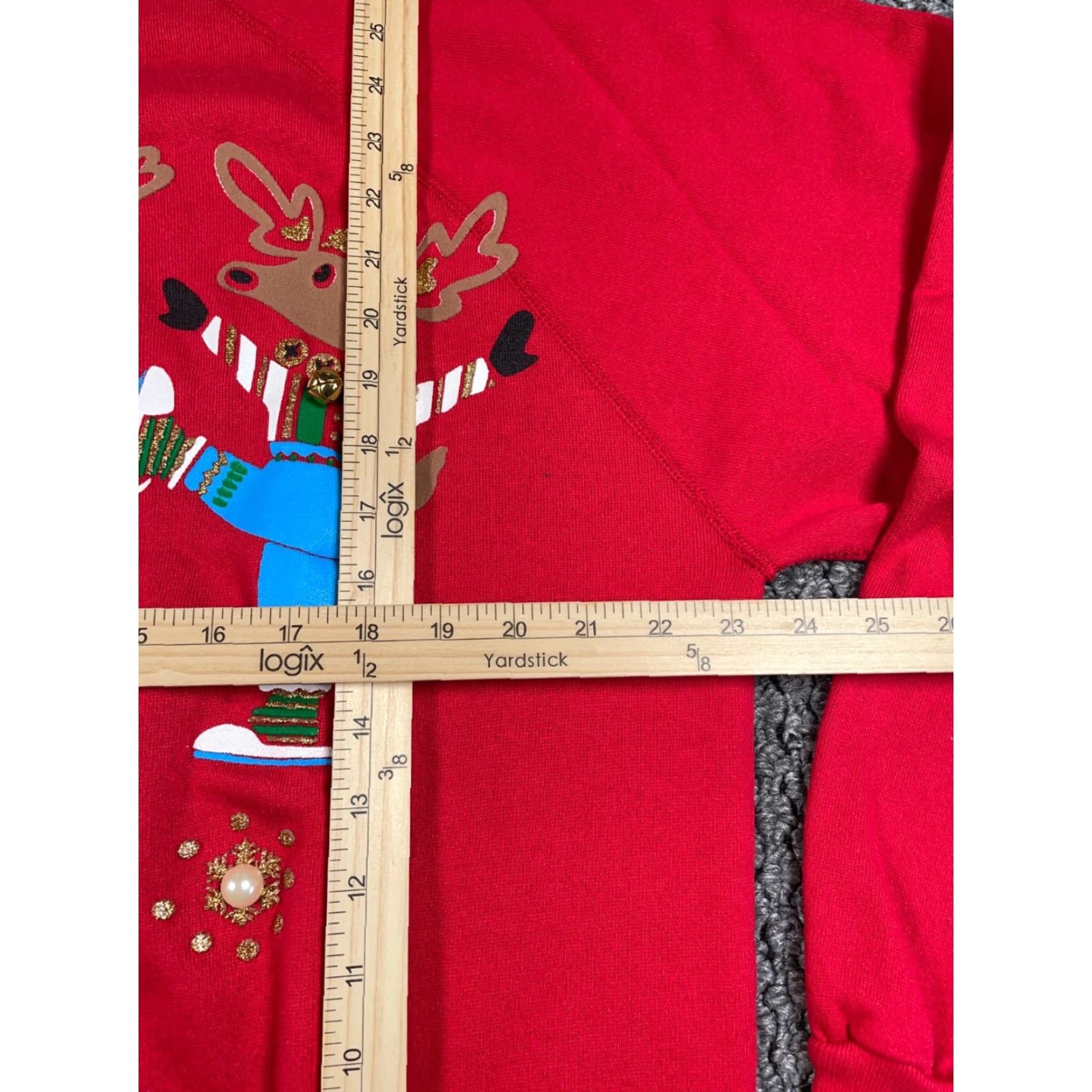 Vintage Vintage VTG 90s EZL Dancing Reindeer Sweatshirt Adult OS XL Red 50-50 Raglan 1991 Size XL / US 12-14 / IT 48-50 - 5 Thumbnail