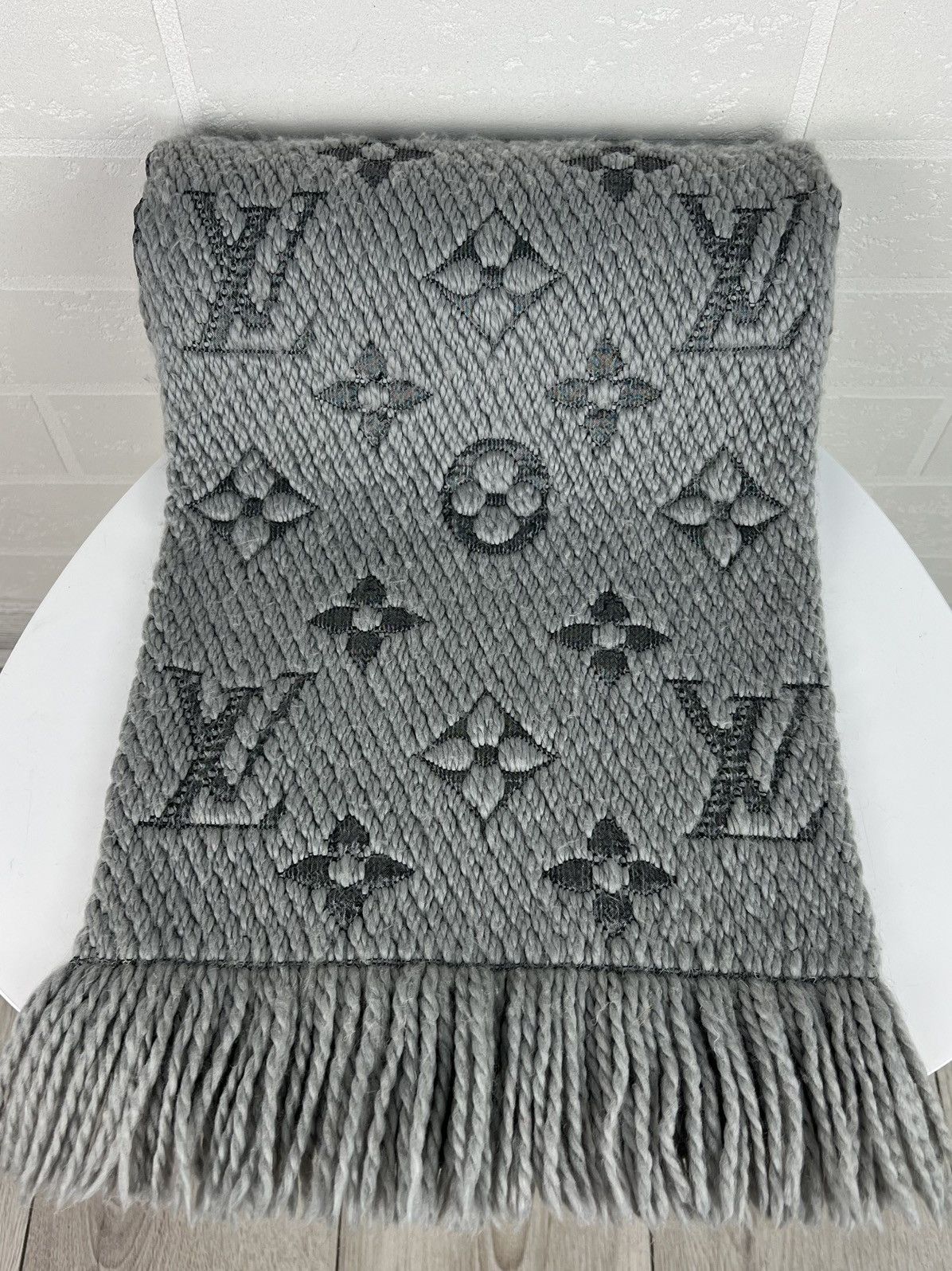 Louis Vuitton LOUIS VUITTON Scarf Echarpe LV Logomania Monogram Wool Silk Size ONE SIZE - 10 Thumbnail