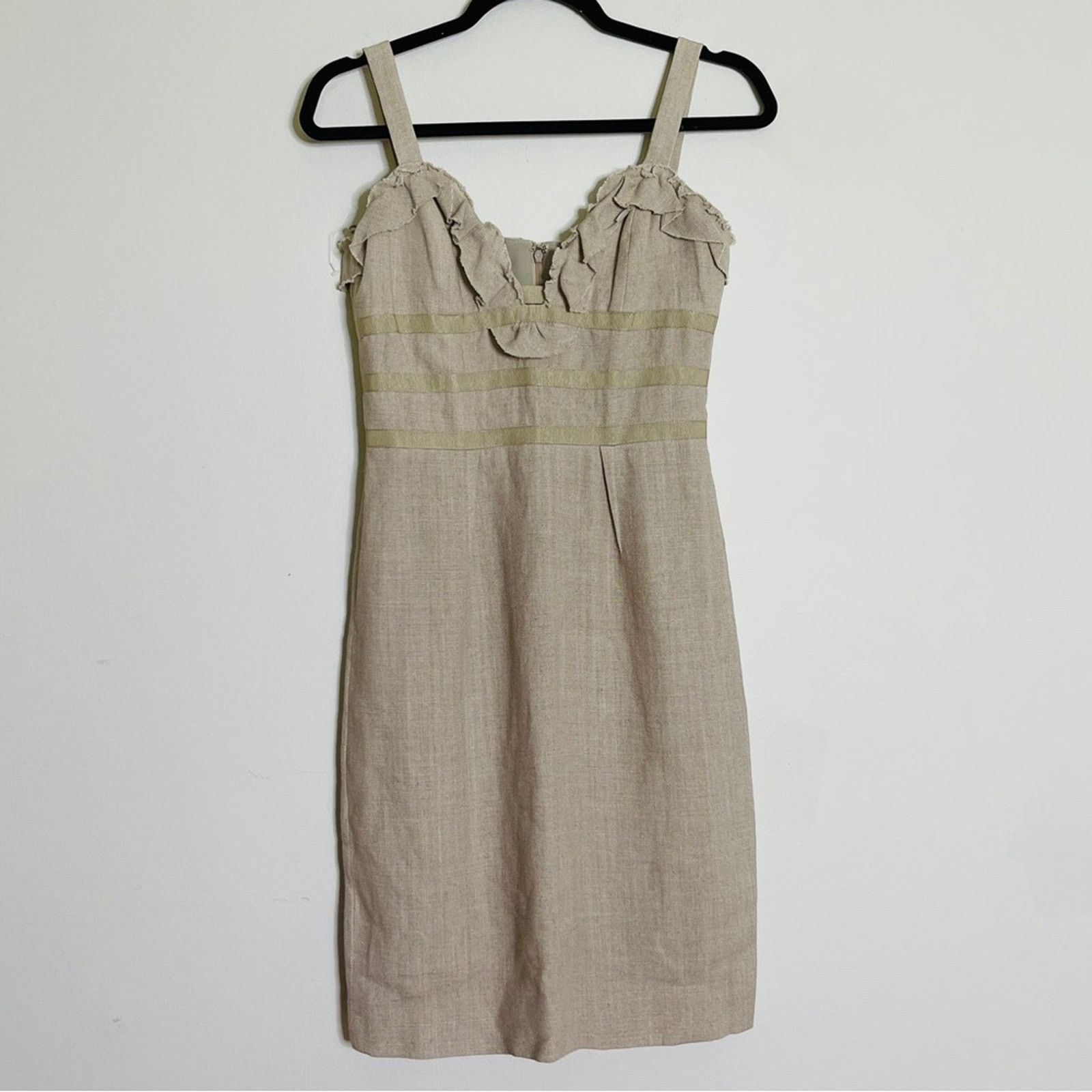 Oscar De La Renta Oscar Del La Renta Tan Cotton Short Summer Mini Dress Size XS / US 0-2 / IT 36-38 - 1 Thumbnail