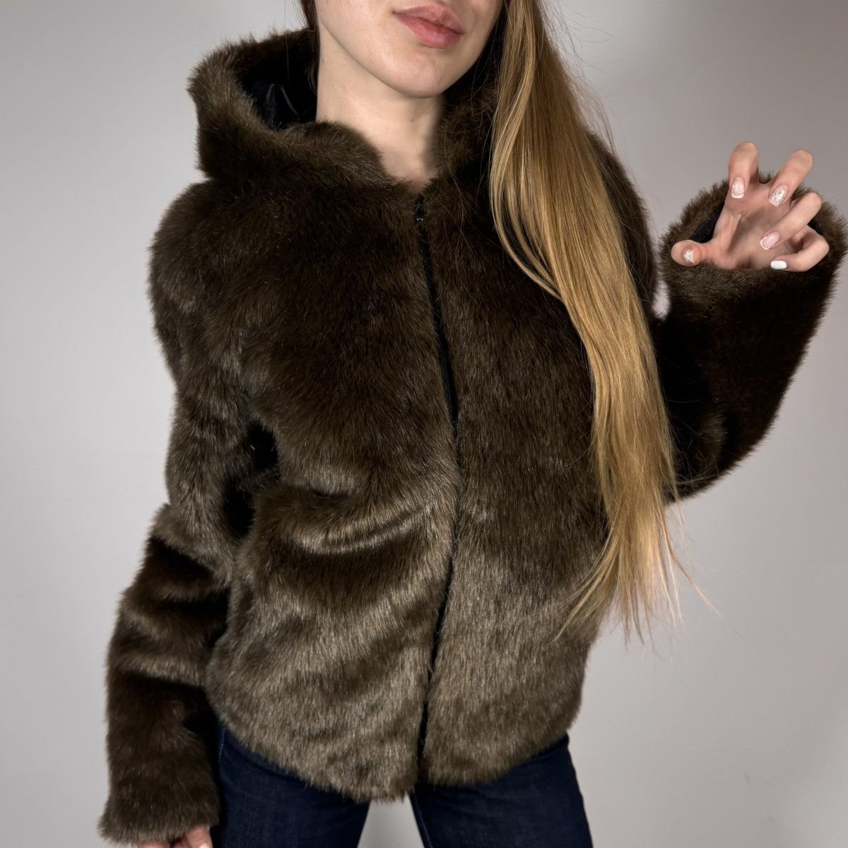 Vintage Vintage Y2K Japanese Style Faux Fur Retro Bomber Jacket Size XS / US 0-2 / IT 36-38 - 2 Thumbnail