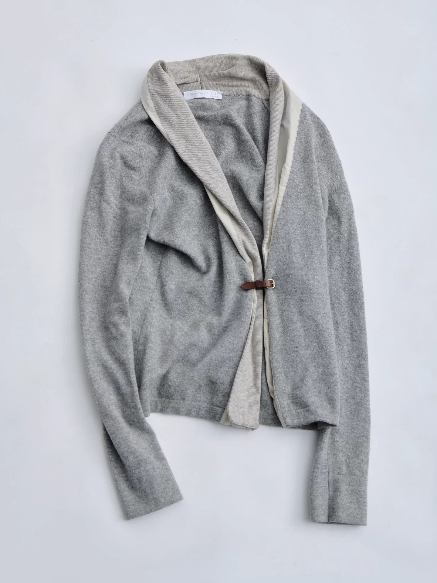 Fabiana Filippi Fabiana Filippi Gray Paneled Wool Knit Cardigan Size XS / US 0-2 / IT 36-38 - 7 Thumbnail