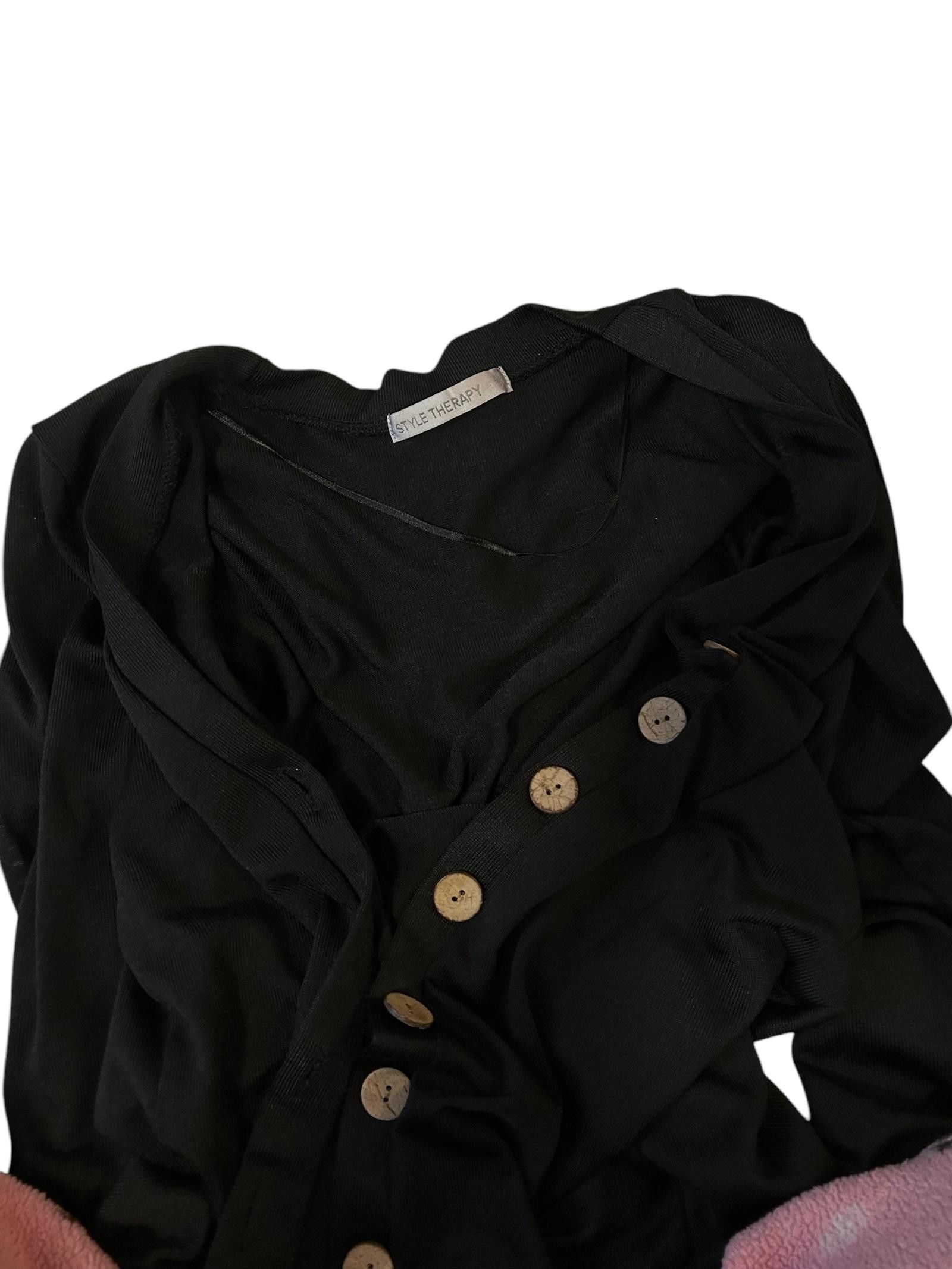 Designer Chic Black Button-Up Midi Dress/cardigan Size S / US 4 / IT 40 - 5 Thumbnail