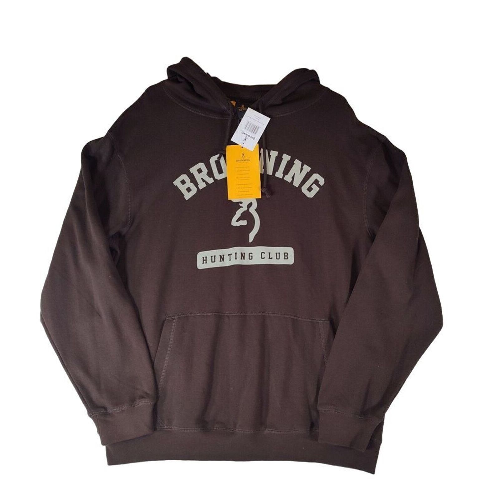 & Other Stories Browning Hoodie Mens Size Large Brown Front Pocket Spellout Size US L / EU 52-54 / 3 - 1 Thumbnail
