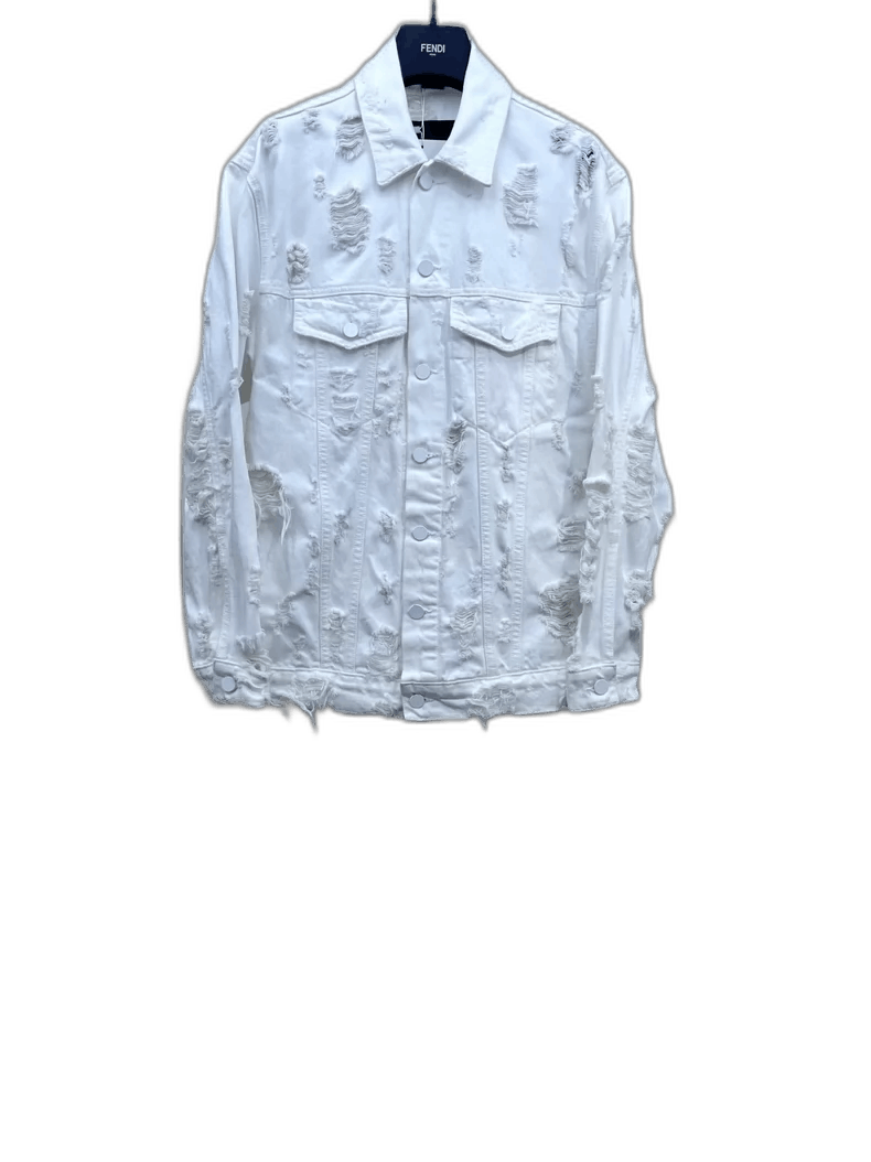 Alexander Wang Alexander Wang White Distressed Denim Jacket Size US M / EU 48-50 / 2 - 1 Thumbnail