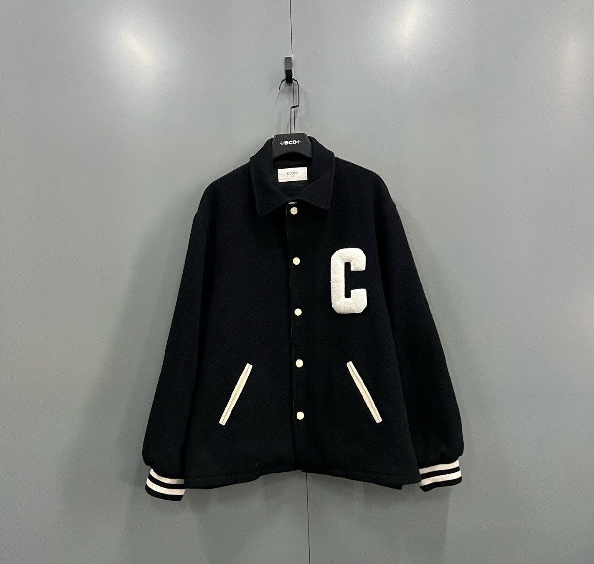 Celine Black Varsity Jacket with 'C' Emblem - Size L Size US L / EU 52-54 / 3 - 1 Thumbnail