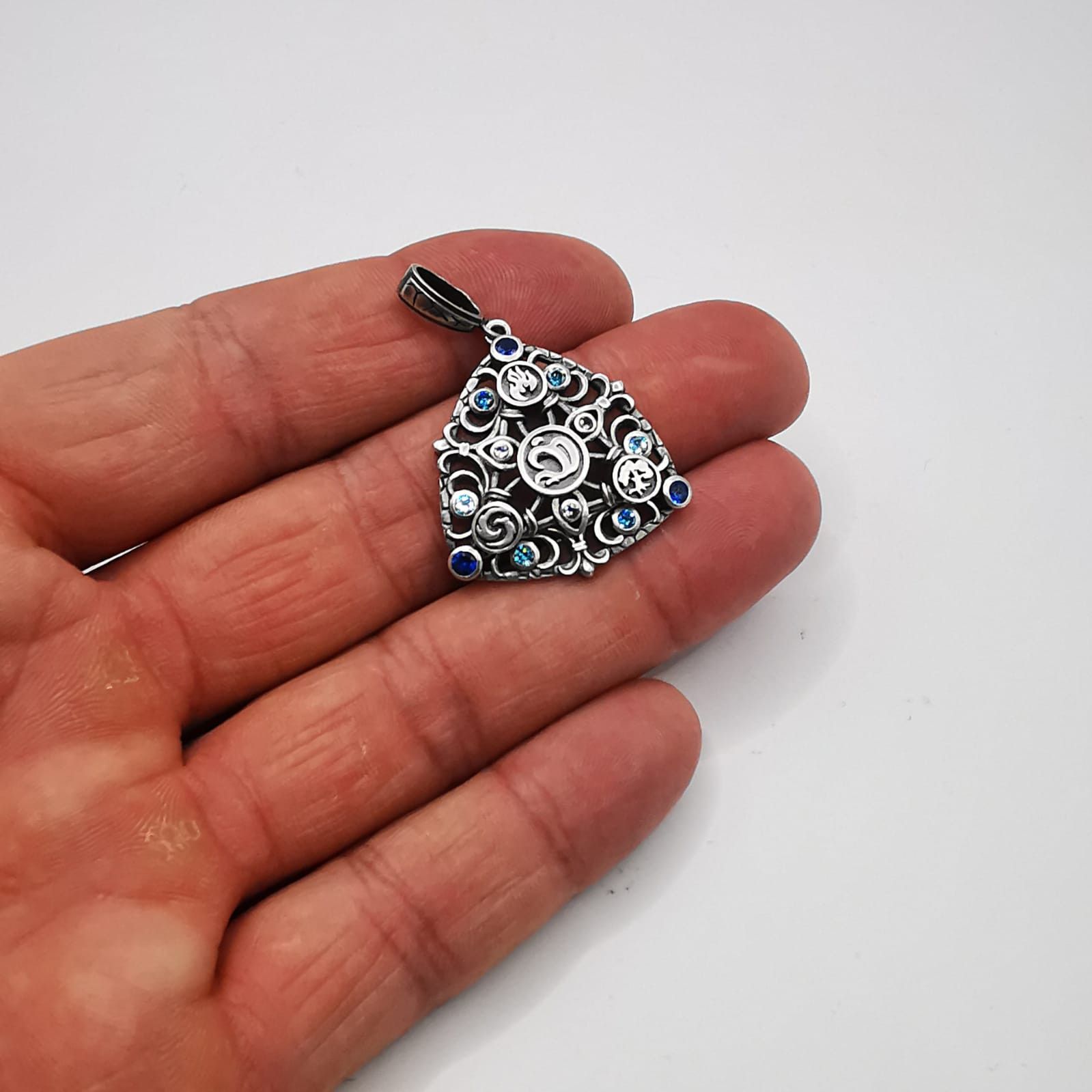 Vintage Vintage Pendant 925 Sterling Silver Sapphire, Topaz 7,15g Size ONE SIZE - 3 Thumbnail