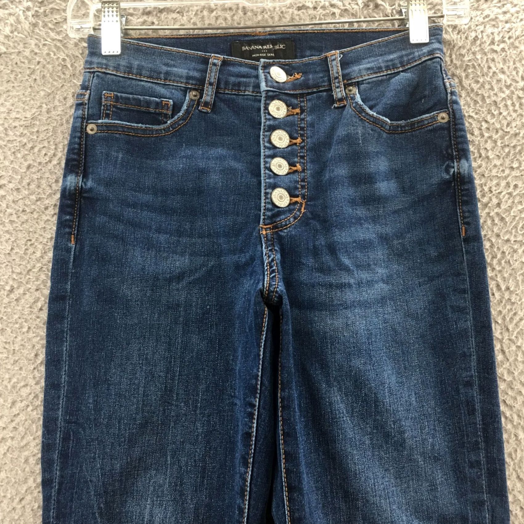 Banana Republic Banana Republic Skinny Jeans Womens 00P Blue Denim Button Fly Size 24" / US 00 / IT 34 - 2 Thumbnail