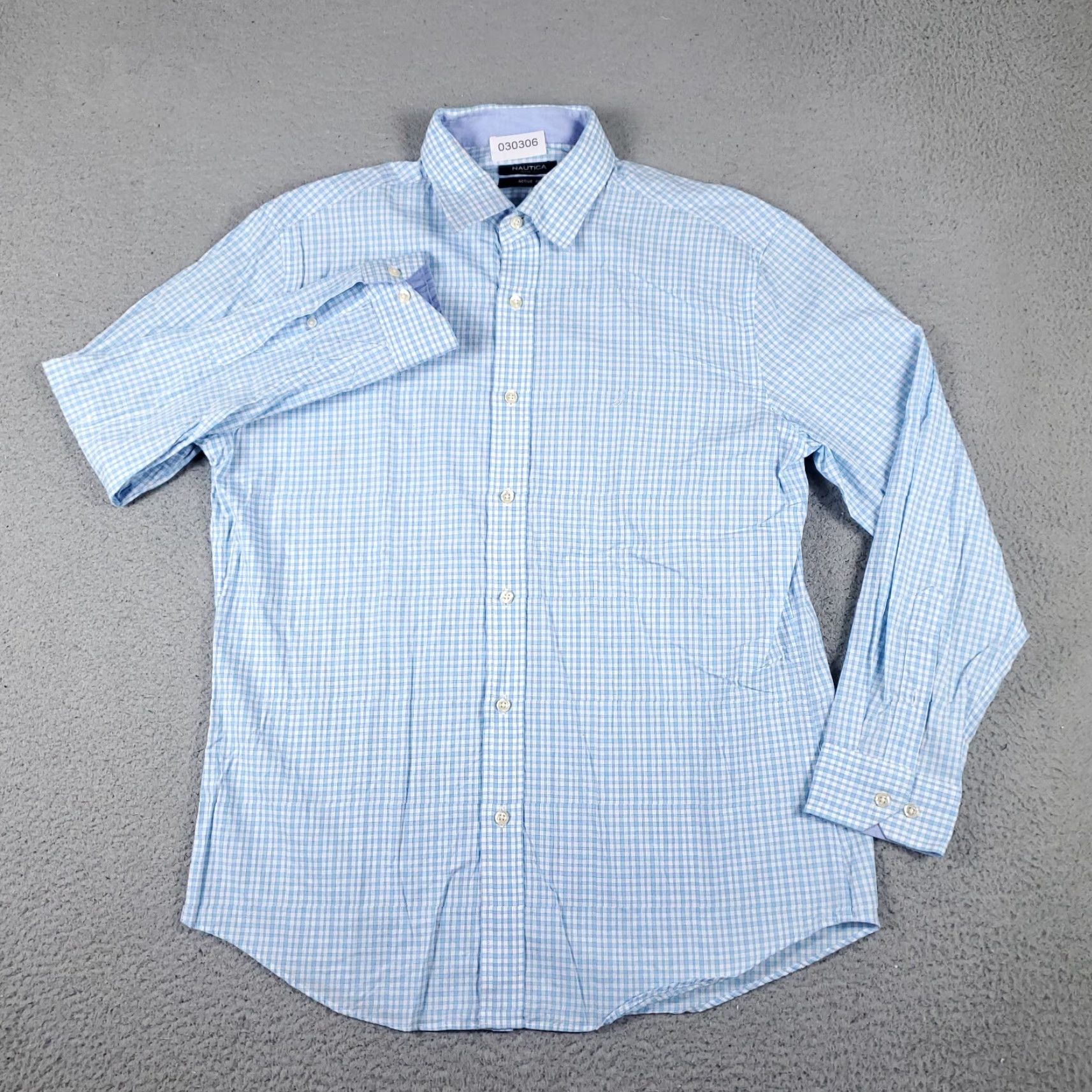 Nautica Nautica Dress Shirt Mens Size 16 Blue Plaid Button-Up Long Sleeve Regular Fit Size 42R - 3 Thumbnail