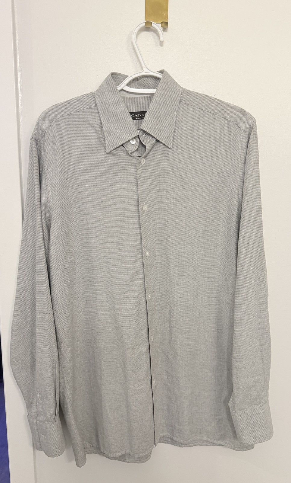 Canali Canali Luxury Dress Shirt – Grey Long Sleeve – Made in Italy Size US M / EU 48-50 / 2 - 2 Thumbnail