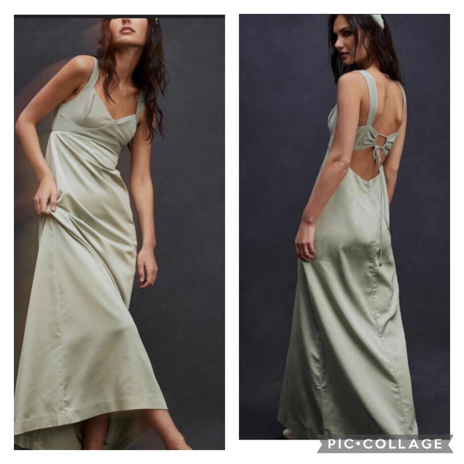 Free People NWT Free People Gia Maxi Dress Mermaids Satin Green 4 | Grailed