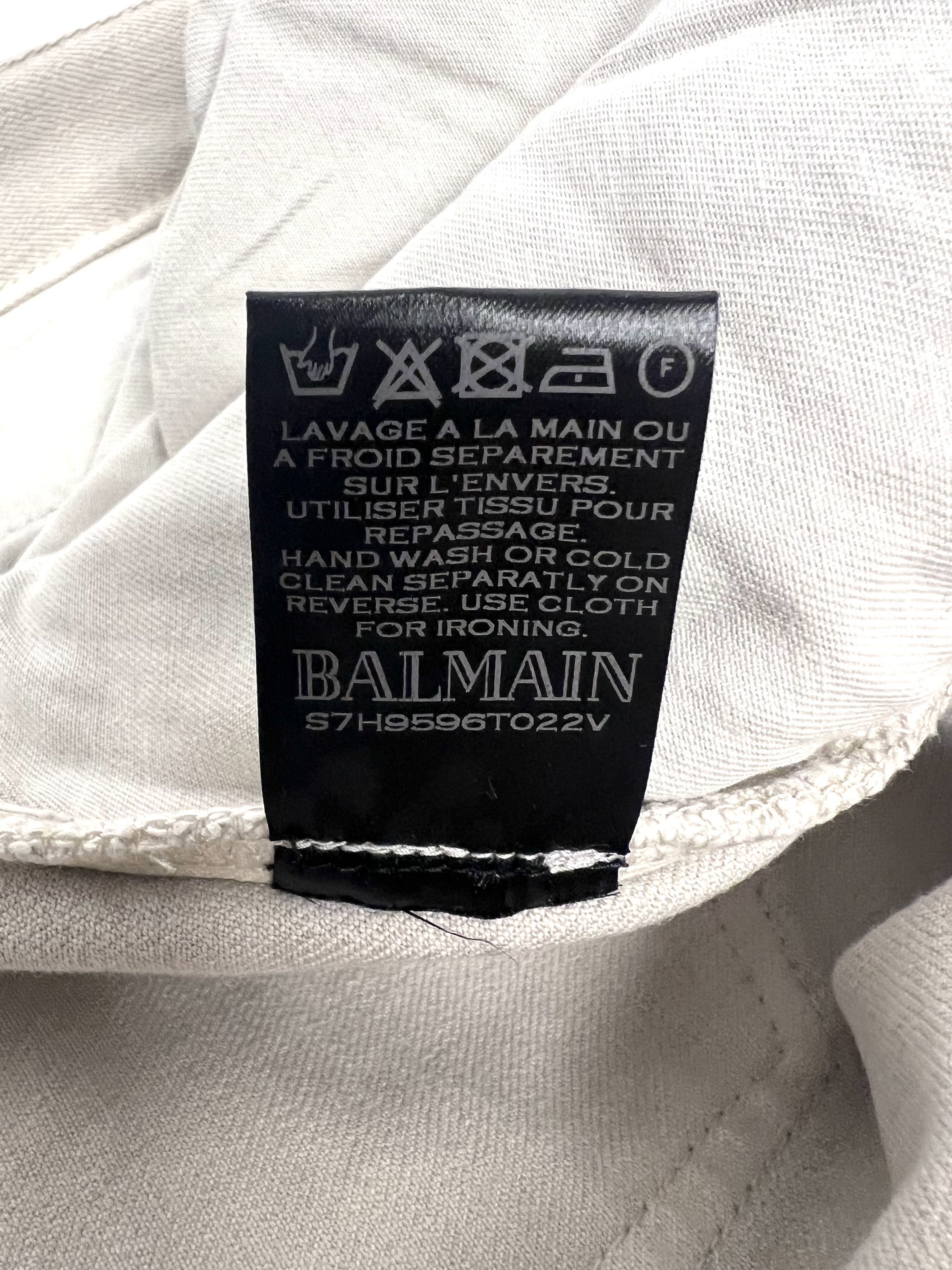 Balmain 1625$ NWT, BALMAIN LIGHT GREY DISTRESSED RIBBED DENIM JEANS Size US 34 / EU 50 - 22 Thumbnail