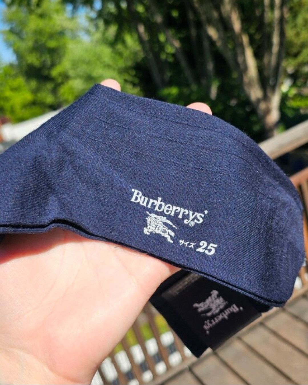 Burberry Vintage Burberrys Ribbed Dress Sock - DEADSTOCK - Navy Size ONE SIZE - 2 Thumbnail