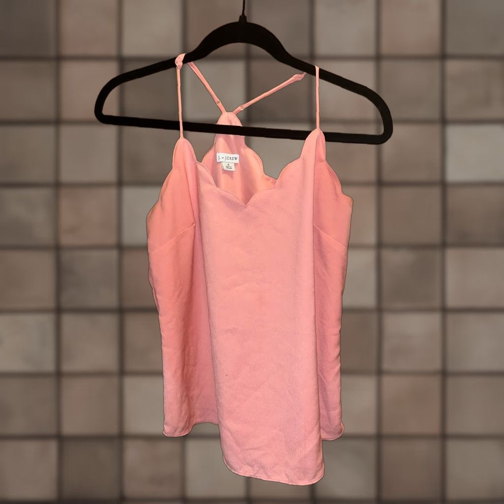 J.Crew J Crew Tank Top Cami Peach Scalloped Edge V-Neck Spaghetti Strap Regular Size 2 Women Size XS / US 0-2 / IT 36-38 - 1 Thumbnail
