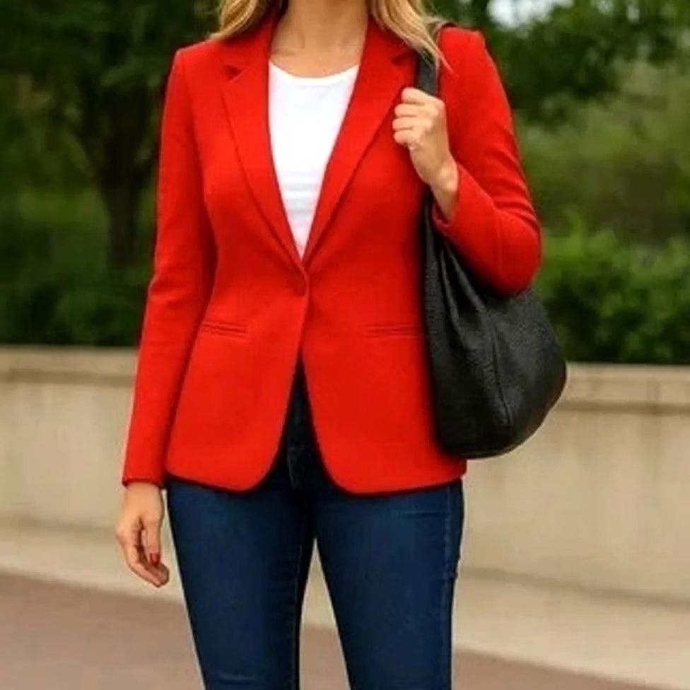 Mossimo Mossimo Blazer Red Knit One Button NWT Size L Women Vintage: No? Size L / US 10 / IT 46 - 2 Thumbnail