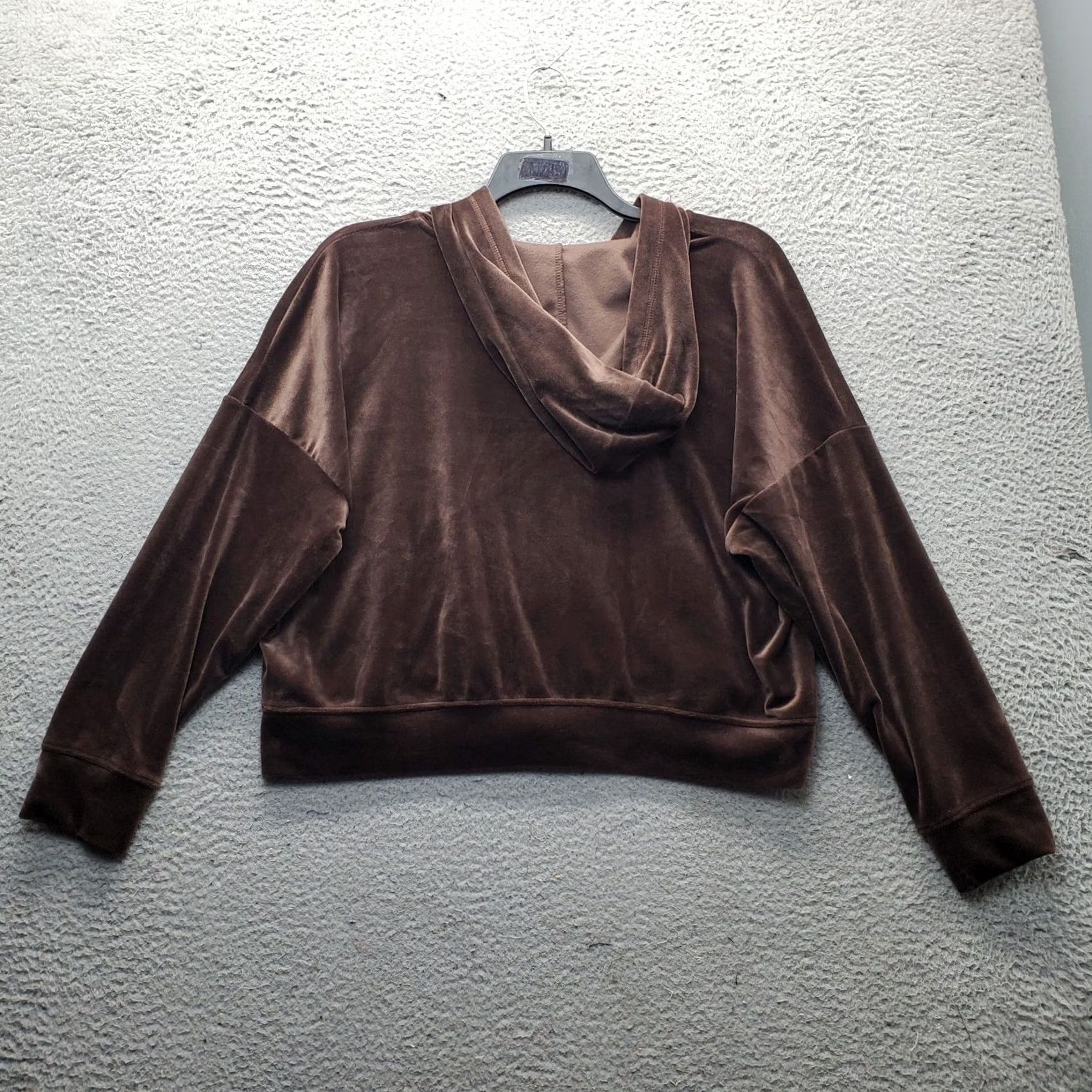 New Republic Truth Republic Velour Hoodie Womens XL Brown Crop Long Sleeve Zip Up Size XL / US 12-14 / IT 48-50 - 2 Thumbnail
