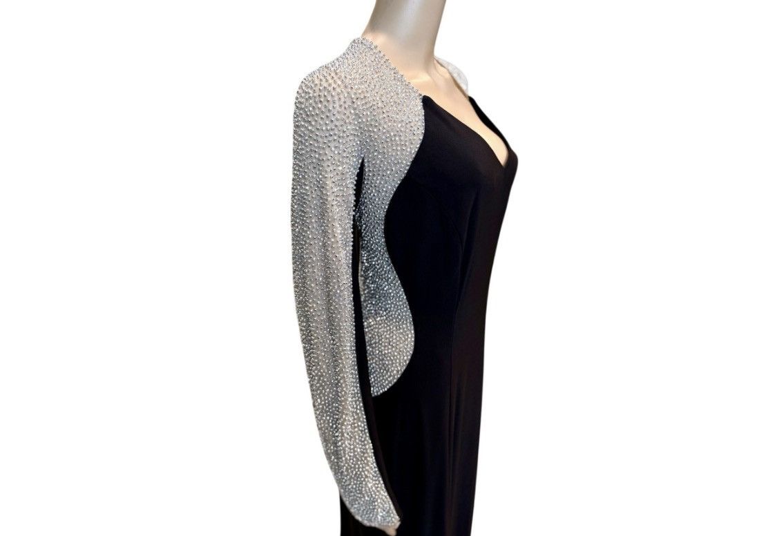Other Xscape Black Gown & Illusion Nude with Silver Beaded Sleeves Size XXL / US 16-18 / IT 52-54 - 3 Thumbnail