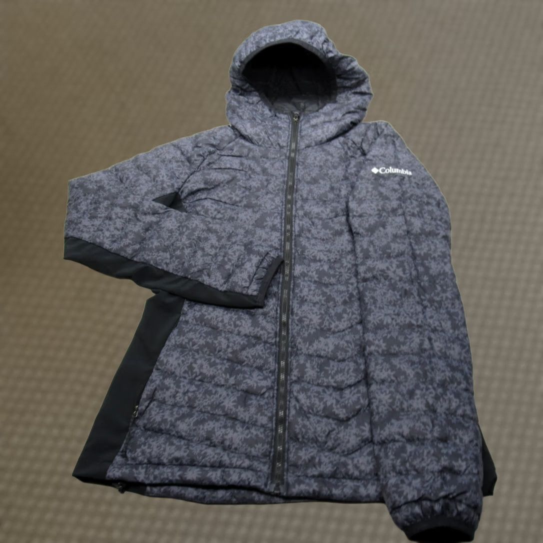 Vintage Columbia Jacket Women Medium Dark Blue Floral Hooded Lightweight Puffer Hybrid Size M / US 6-8 / IT 42-44 - 1 Thumbnail