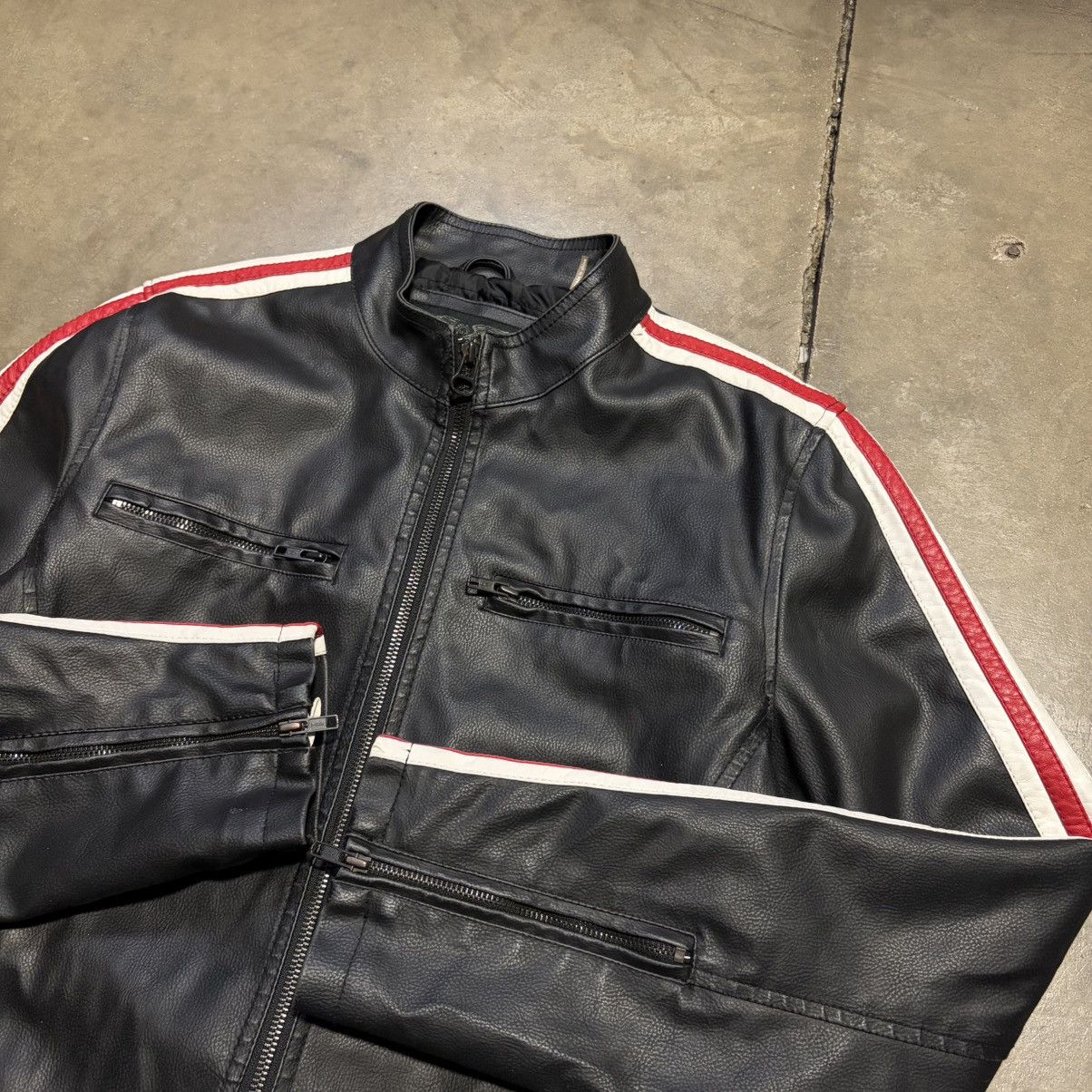 Wilsons Leather Vintage Wilsons Leather Biker Jacket Moto Cafe Racer Striped Size US M / EU 48-50 / 2 - 5 Thumbnail