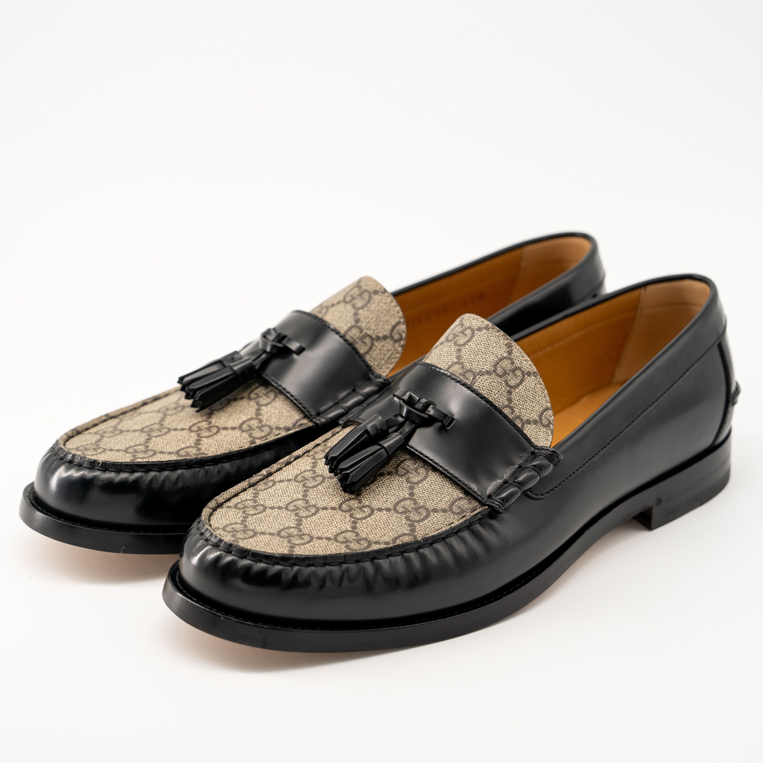 Gucci 13G 13.5 US Gucci Tassel GG Black Beige Loafers Leather Size US 13 / EU 46 - 1 Thumbnail