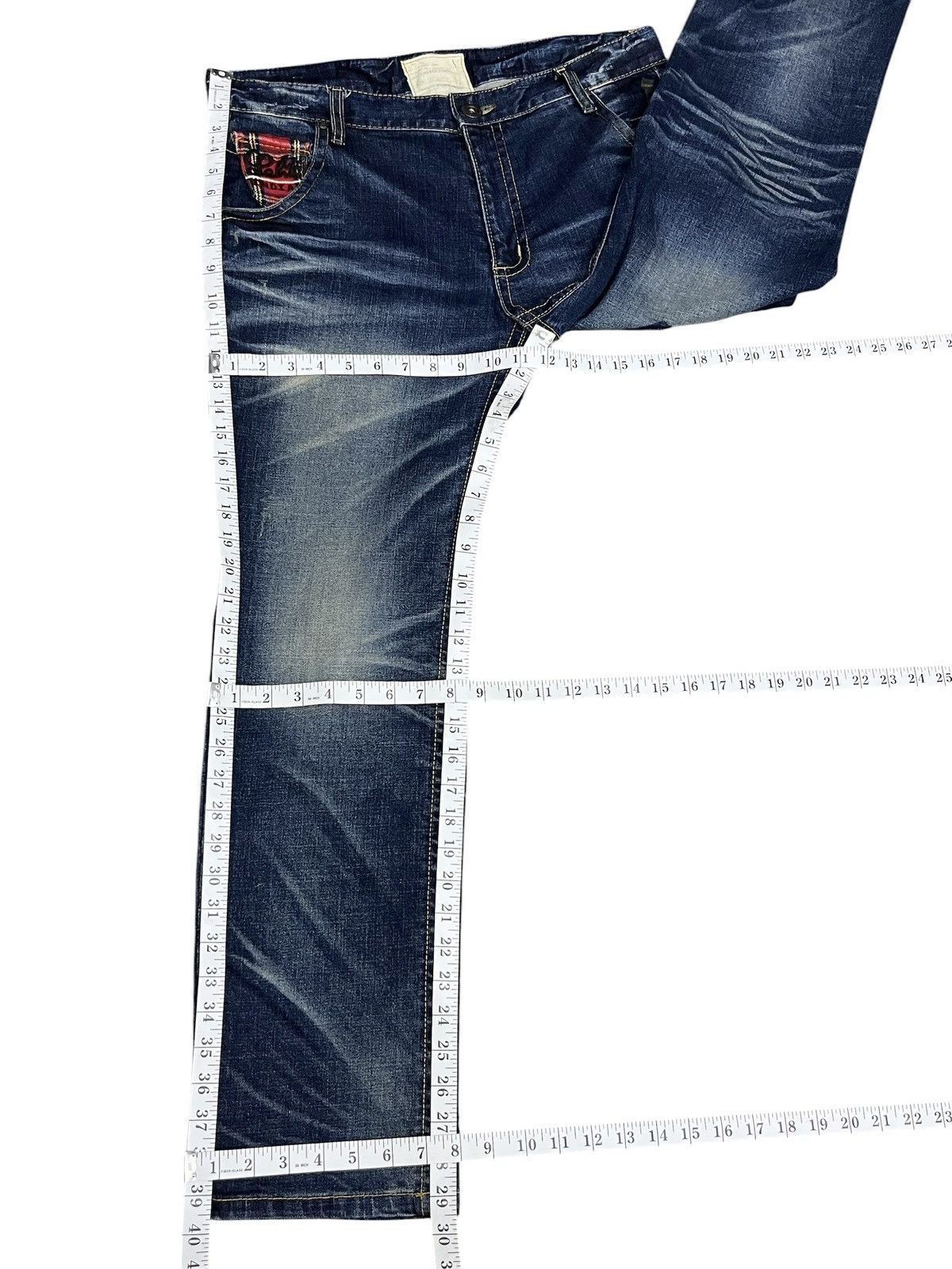 Lolita Jeans Vintage Lolita Madras Tartan Belted Punk Acid Wash Denim Y2K Size US 34 / EU 50 - 14 Thumbnail