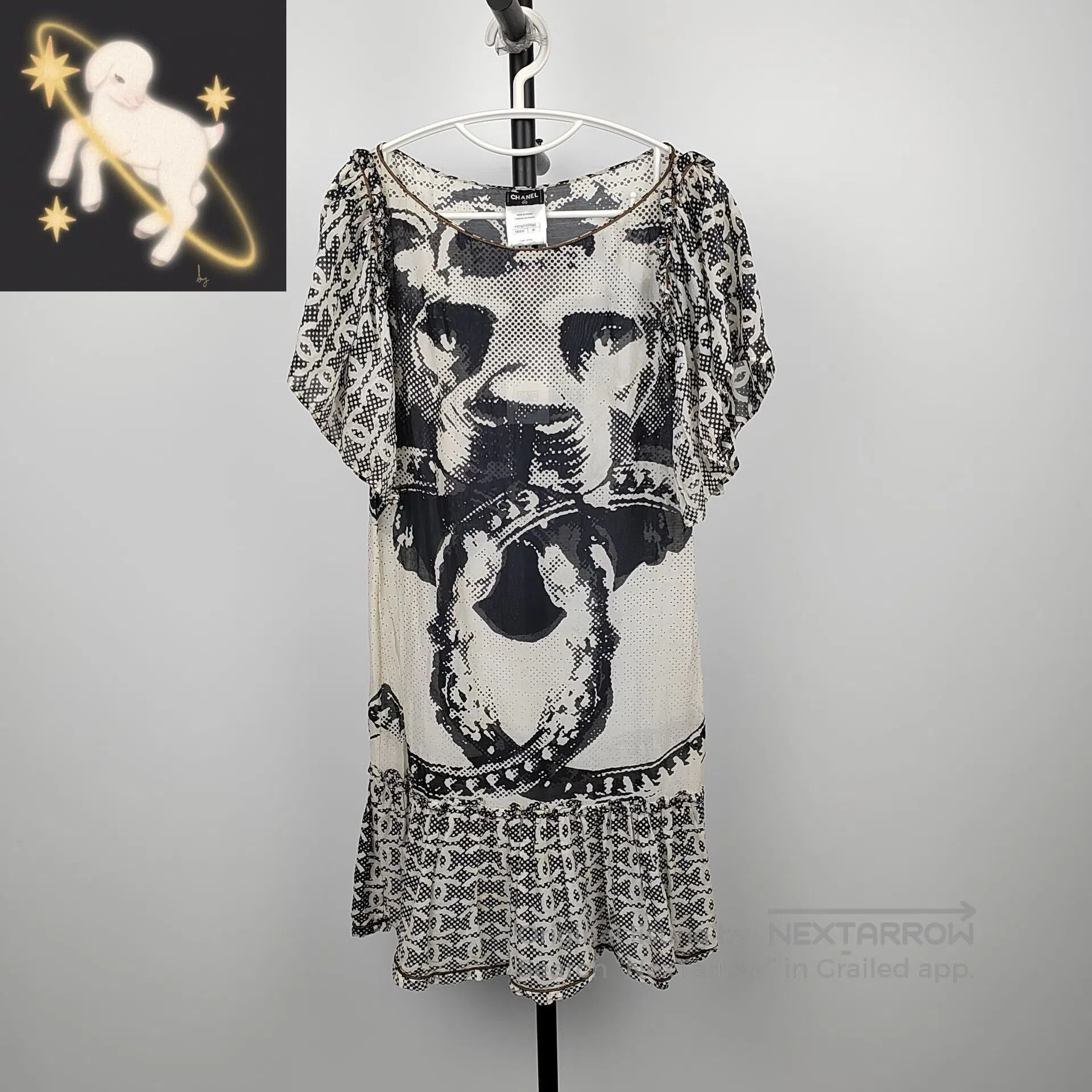 Chanel Chanel Silk Lion Large Double C Logo Ribbon Sleeve Dress| Size XS / US 0-2 / IT 36-38 - 1 Thumbnail