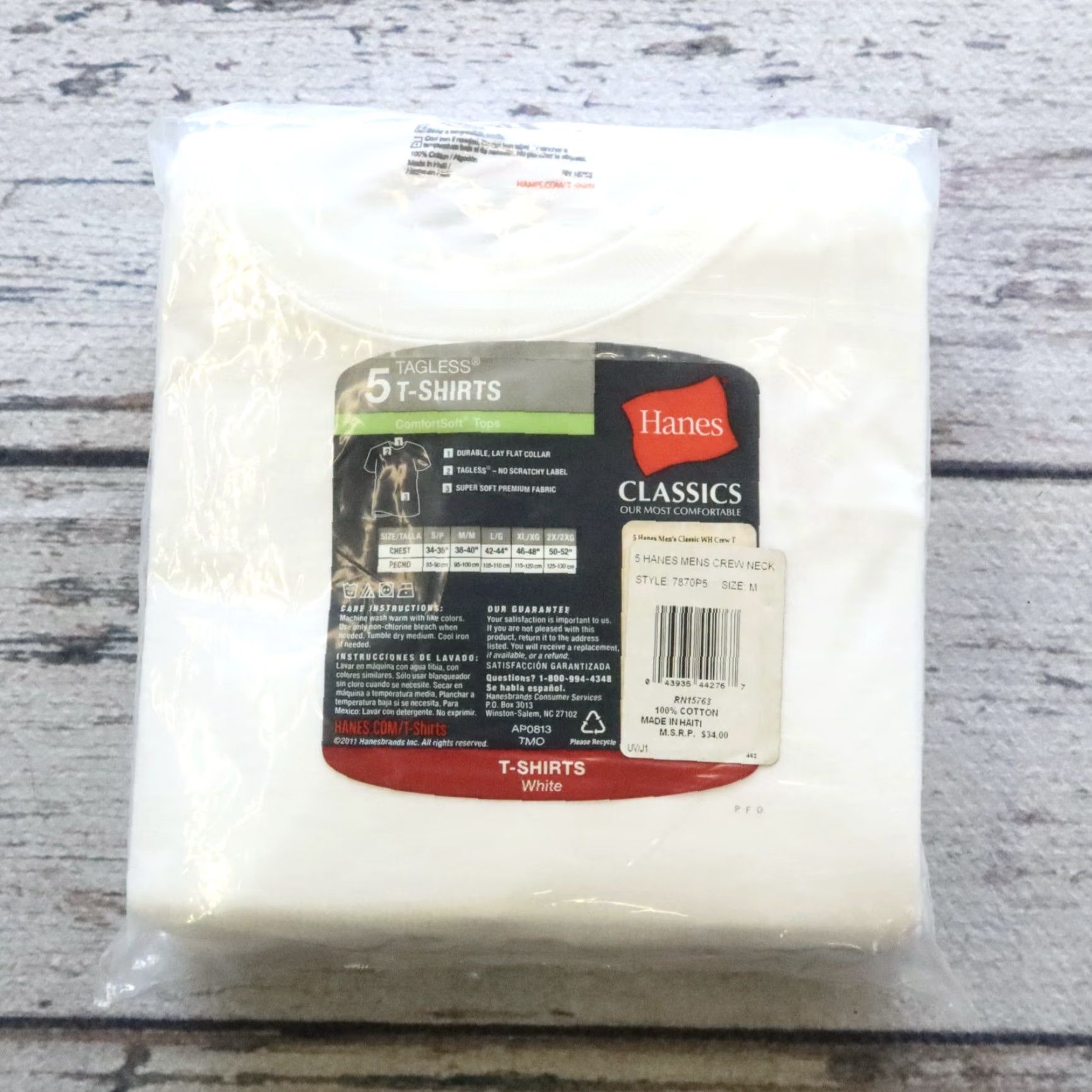 Hanes VINTAGE Hanes Tagless Deadstock Cotton Crewneck Tshirt 5 Pack M White Mens Shirt Crew Neck 5 Pack Hanes TAGLESS Size US M / EU 48-50 / 2 - 2 Thumbnail