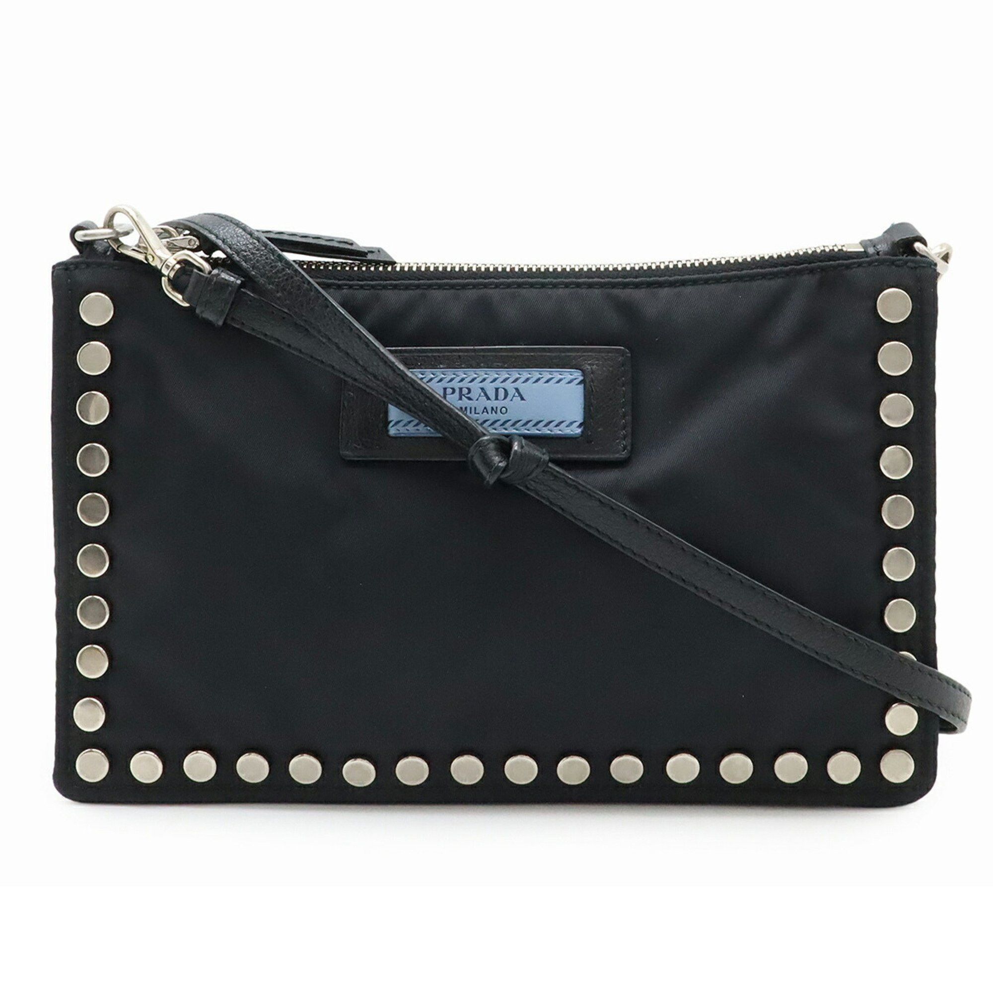 Prada Shoulder Bag/Clutch Bag/Pouch with Studs in Nylon and